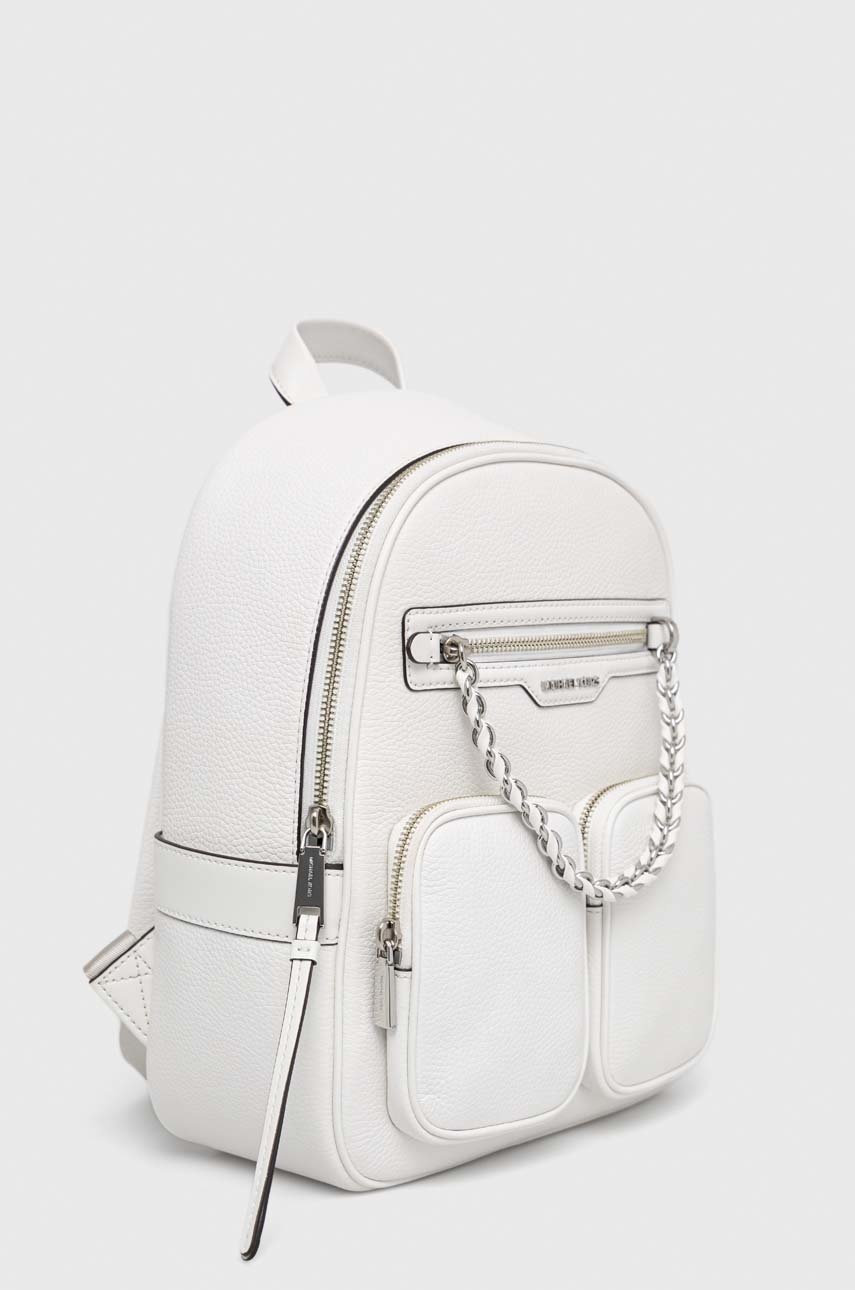

Кожаный рюкзак MICHAEL Michael Kors женский цвет белый маленький однотонный