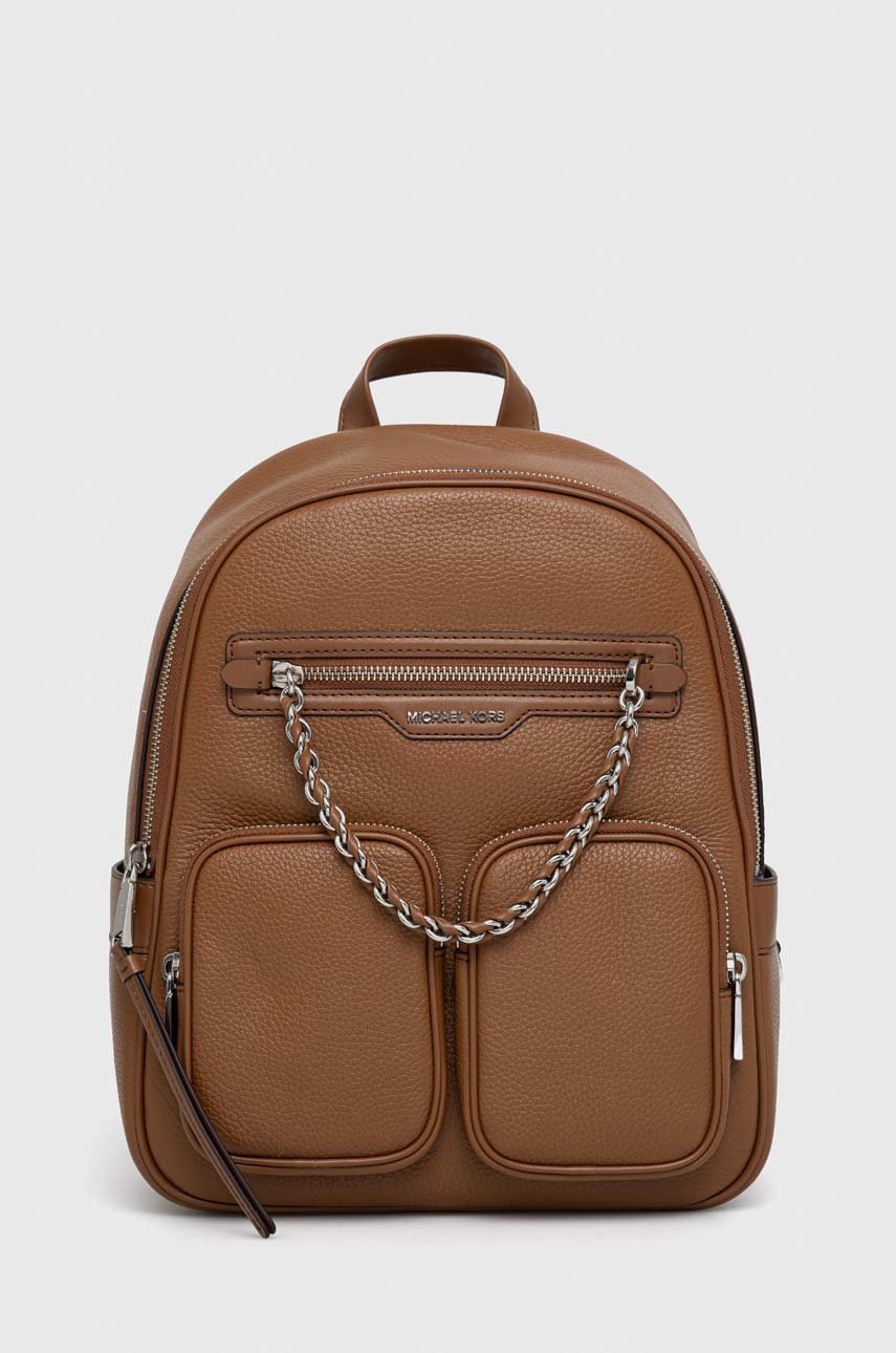 

Шкіряний рюкзак MICHAEL Michael Kors жіночий колір коричневий малий однотонний