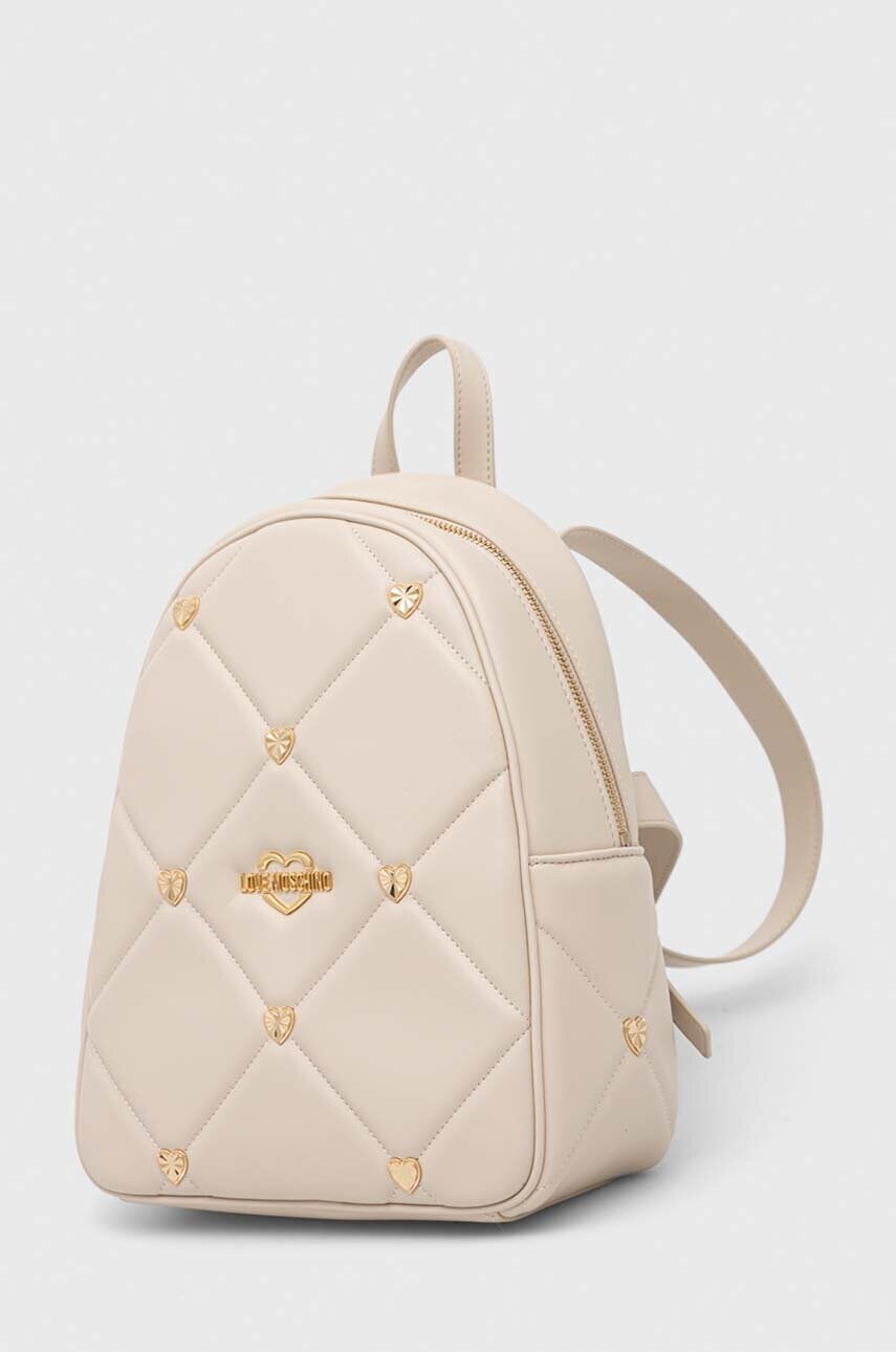 

Рюкзак Love Moschino жіночий колір бежевий малий з аплікацією