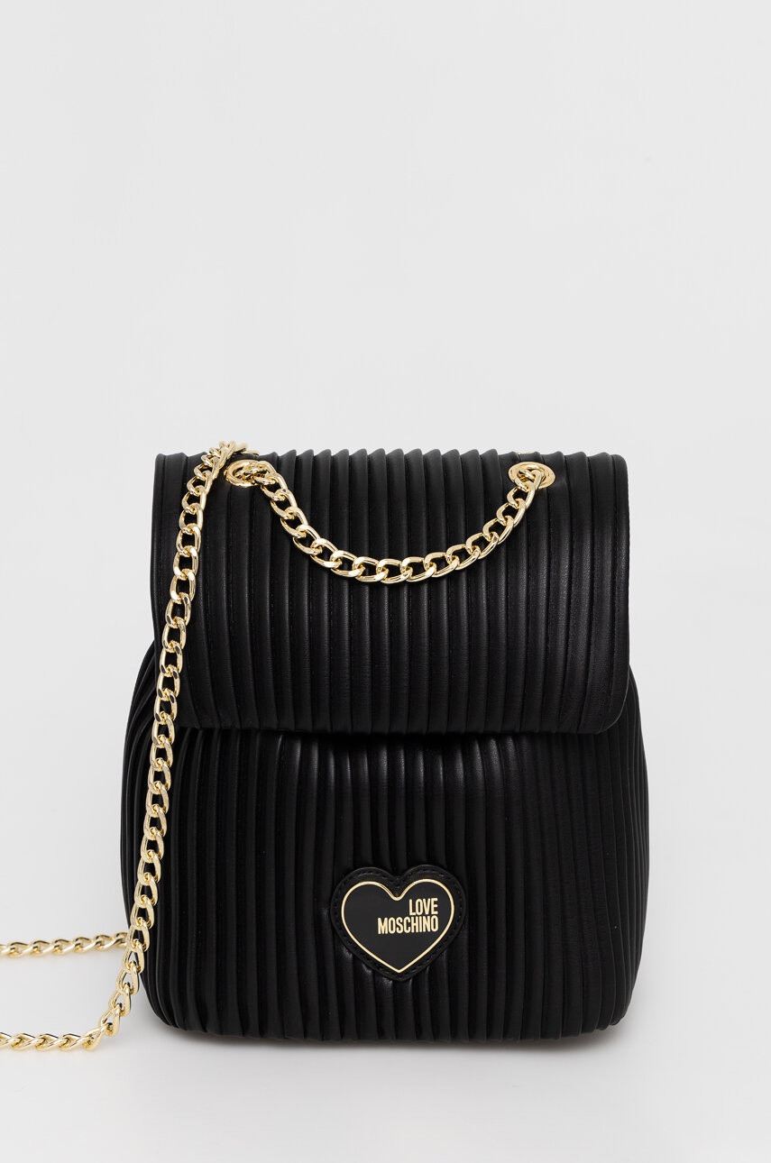 

Раница Love Moschino в черно малък размер с изчистен дизайн, Черен