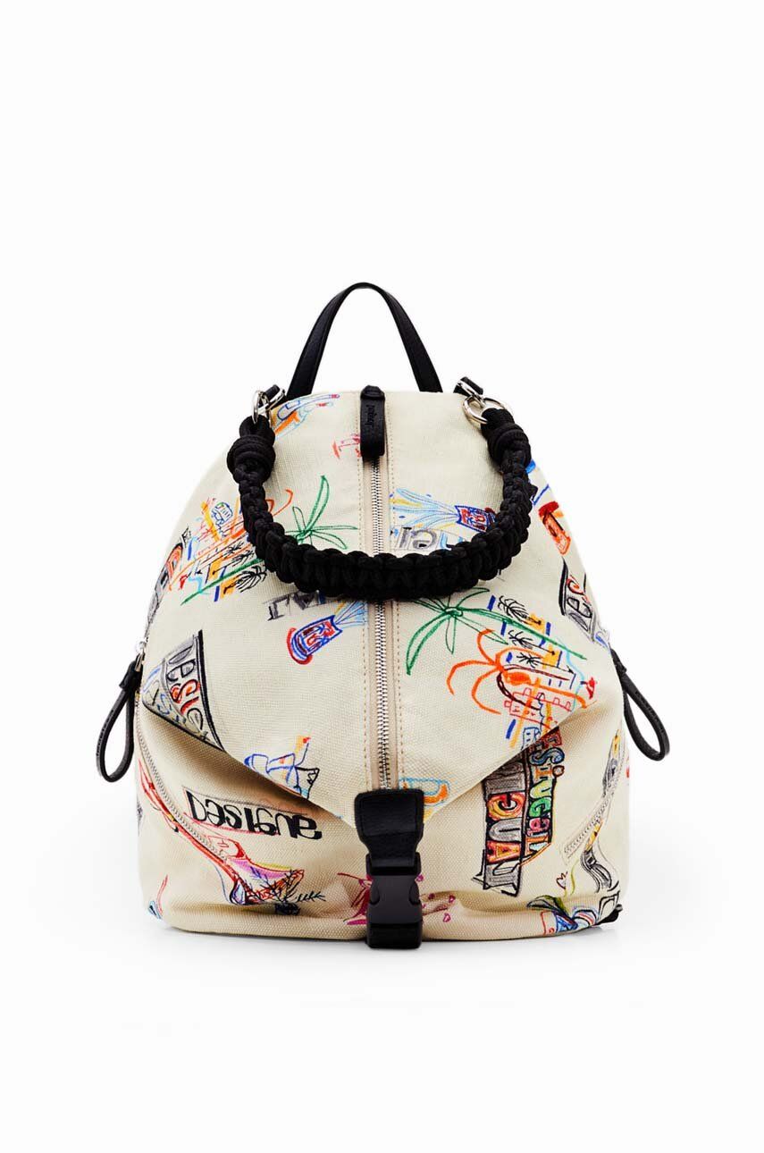 Desigual rucsac femei, culoarea alb, mare, modelator