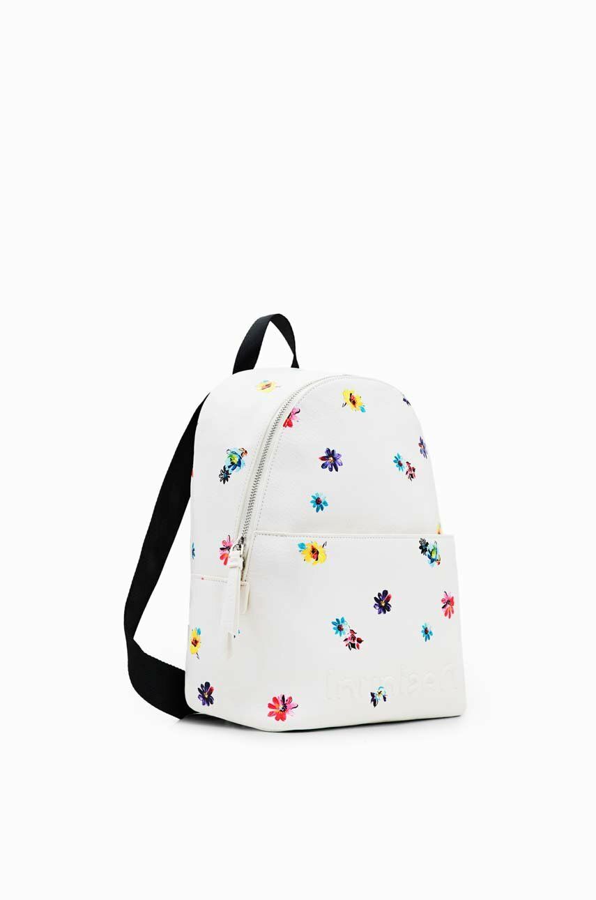 Desigual rucsac femei, culoarea alb, mic, cu imprimeu