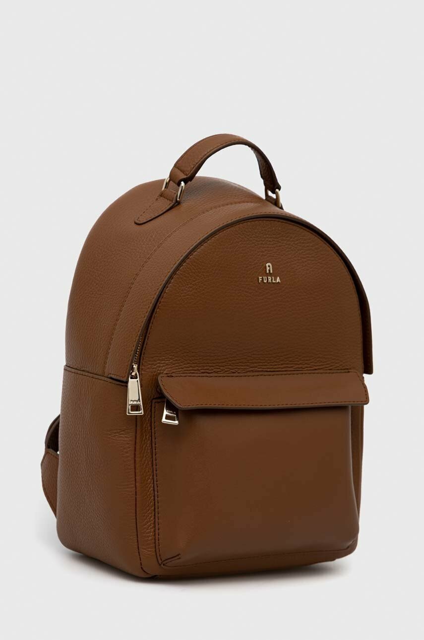 

Шкіряний рюкзак Furla Favola жіночий колір коричневий малий однотонний