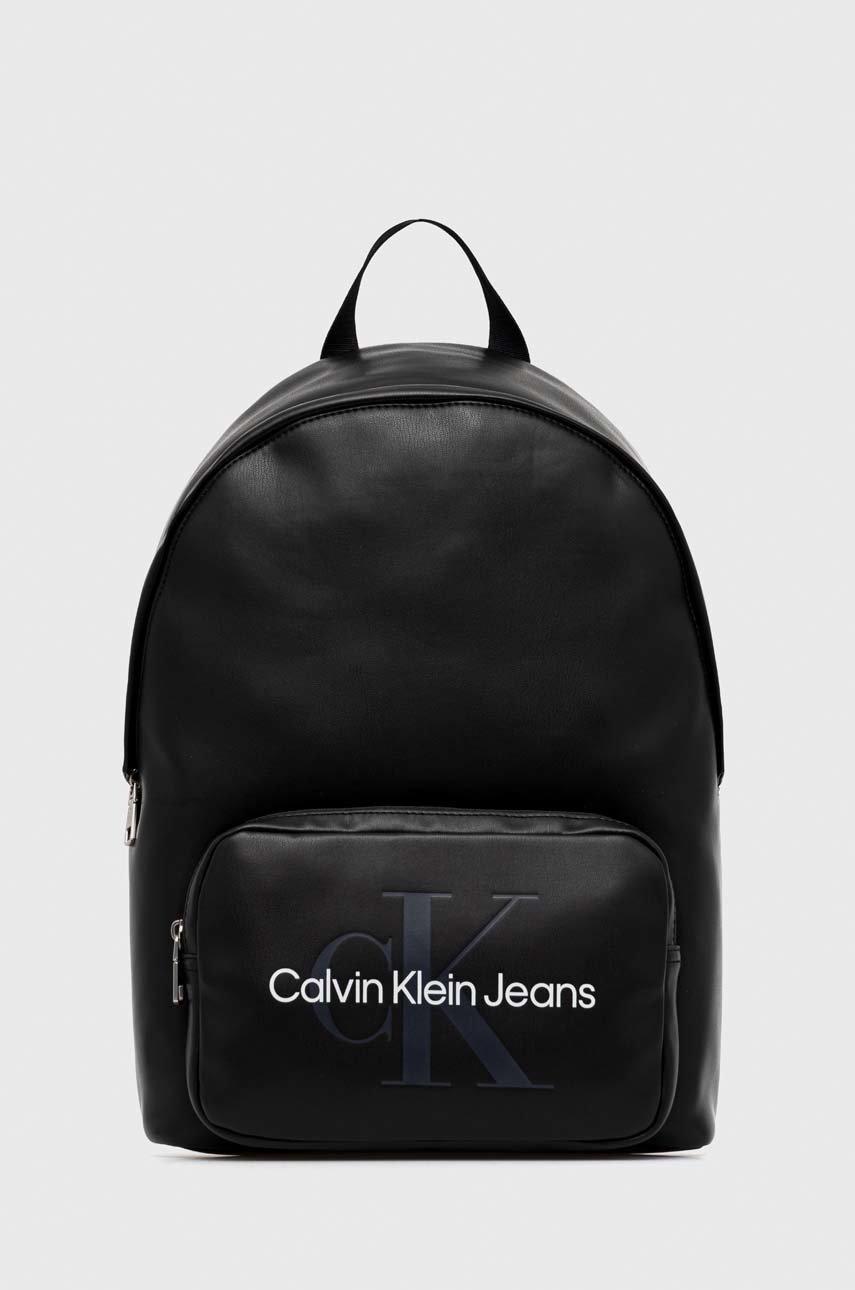 

Раница Calvin Klein Jeans в черно голям размер с принт, Черен