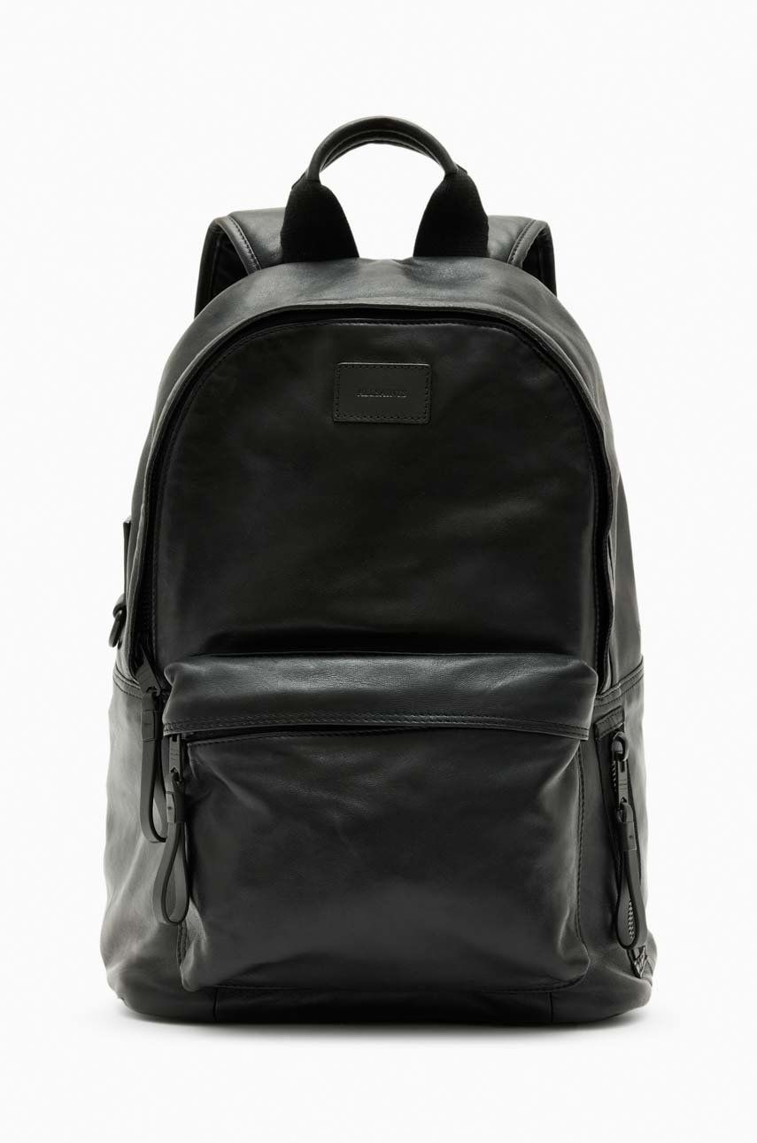 E-shop Kožený batoh AllSaints pánský, černá barva, velký, hladký
