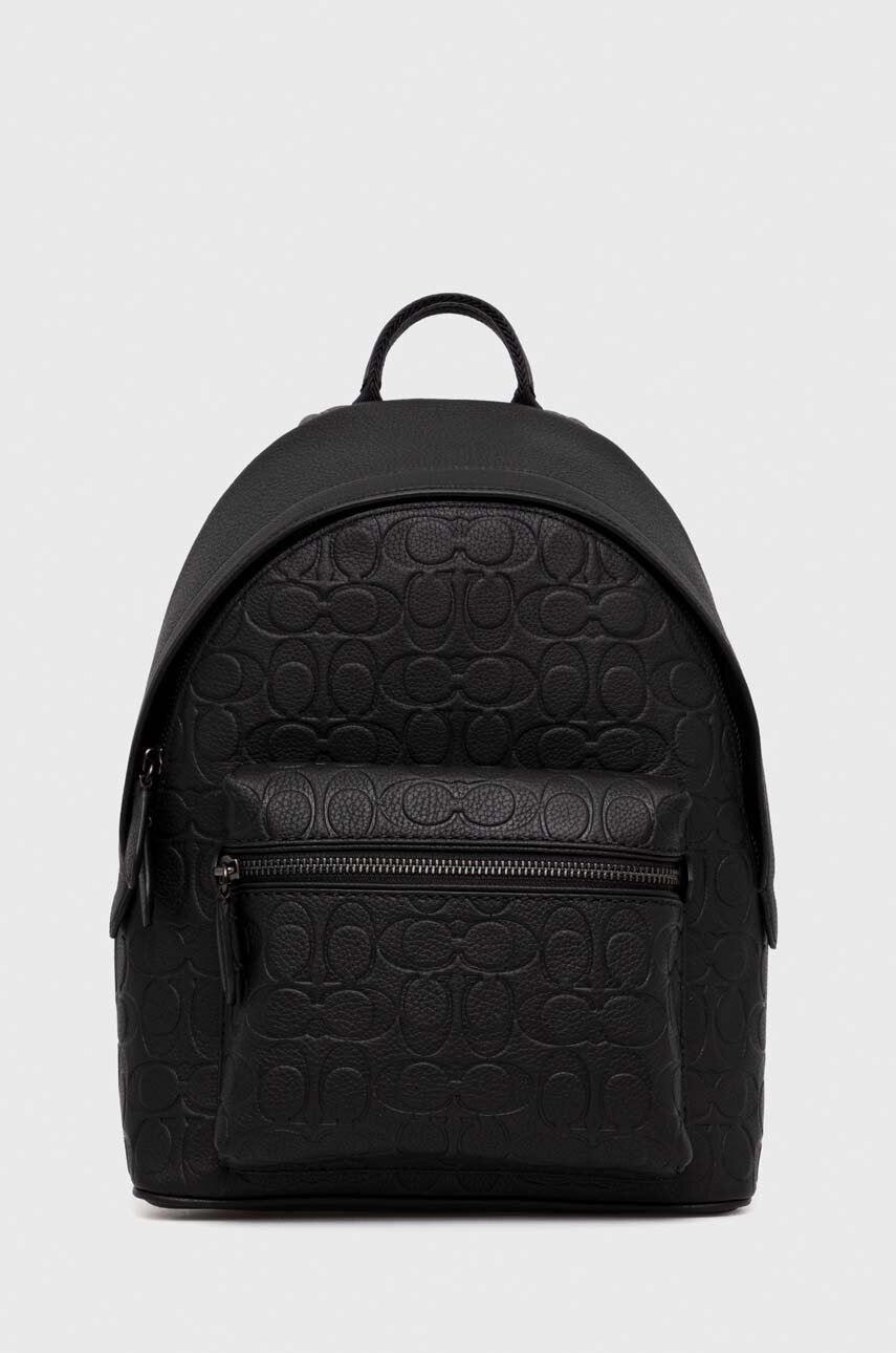 

Кожаный рюкзак Coach мужской цвет чёрный маленький однотонный