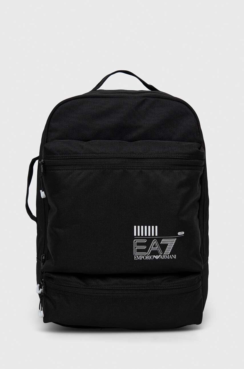 EA7 Emporio Armani rucsac culoarea negru, mare, cu imprimeu