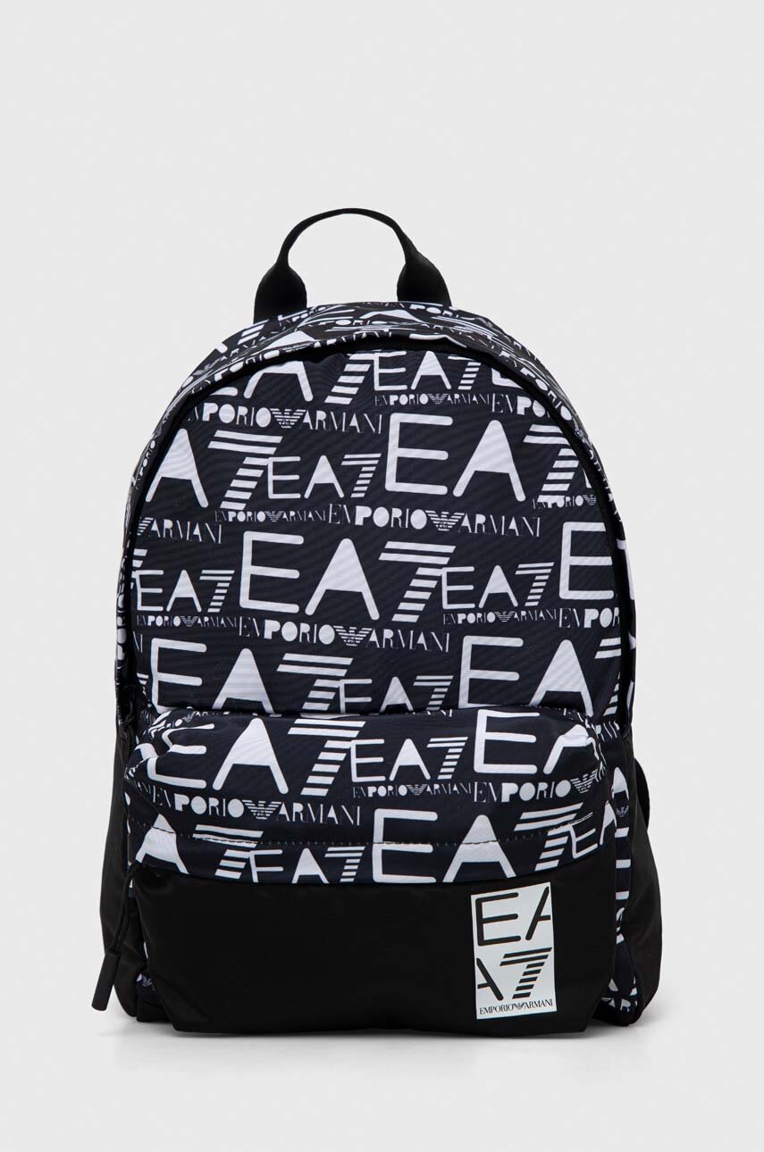 

Раница EA7 Emporio Armani в черно малък размер с десен, Черен