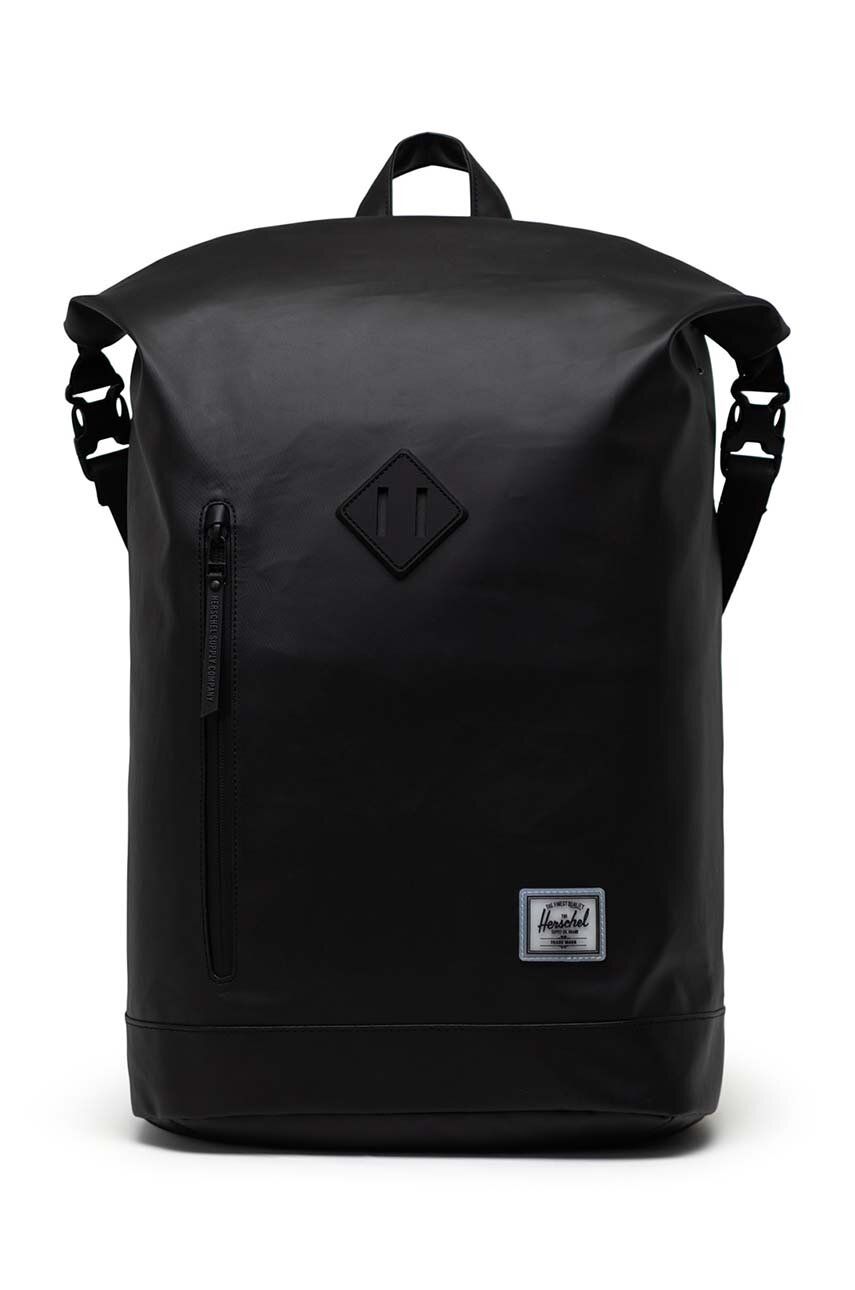 Herschel rucsac Roll Top Backpack culoarea negru, mare, neted