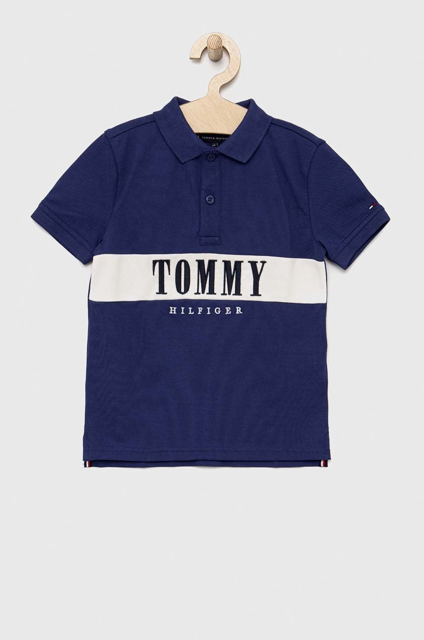 

Дитяче поло Tommy Hilfiger колір синій з аплікацією
