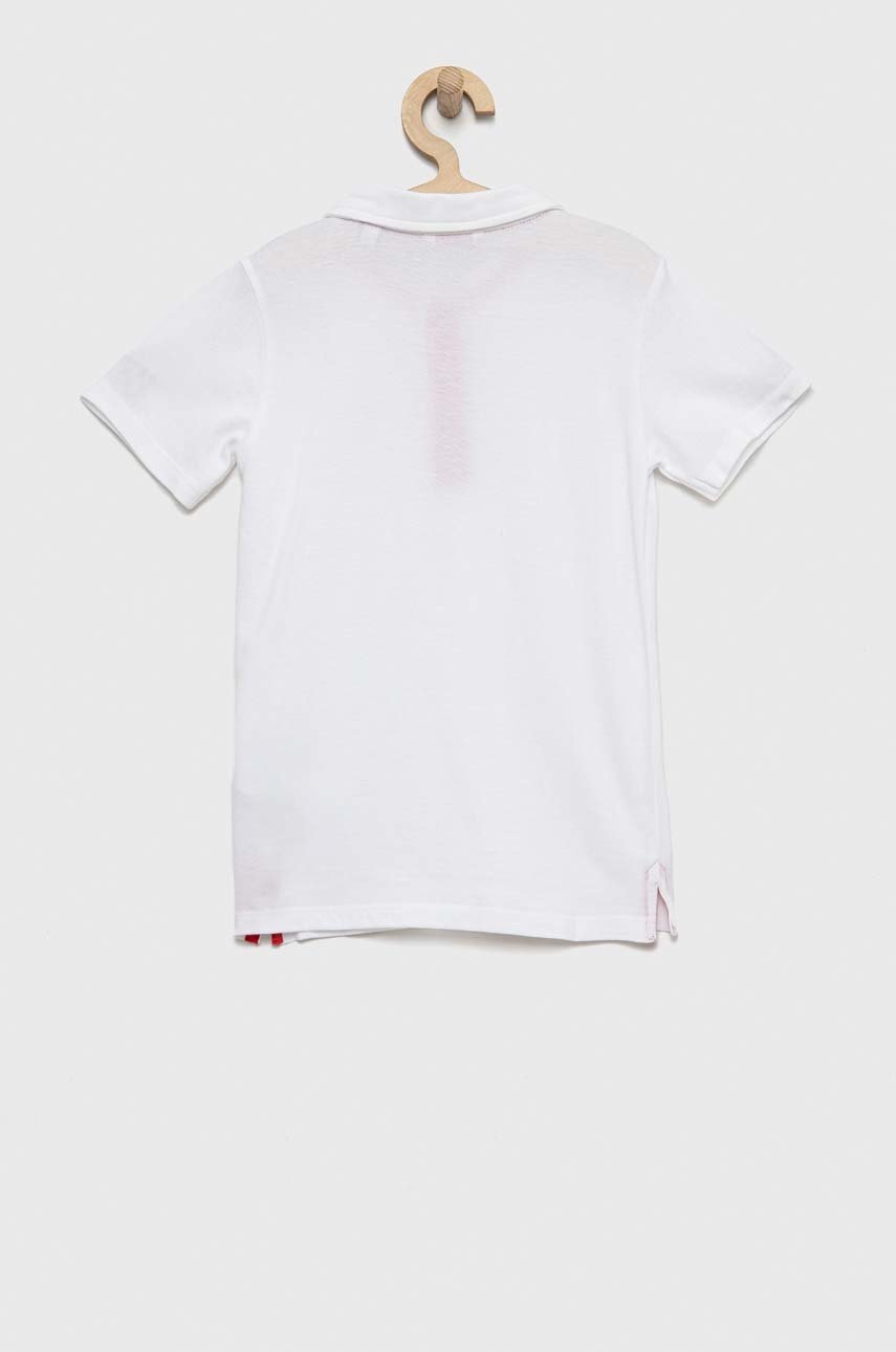 Дитяче бавовняне поло Guess колір білий однотонний Дитяче бавовняне поло Guess колір білий однотонний