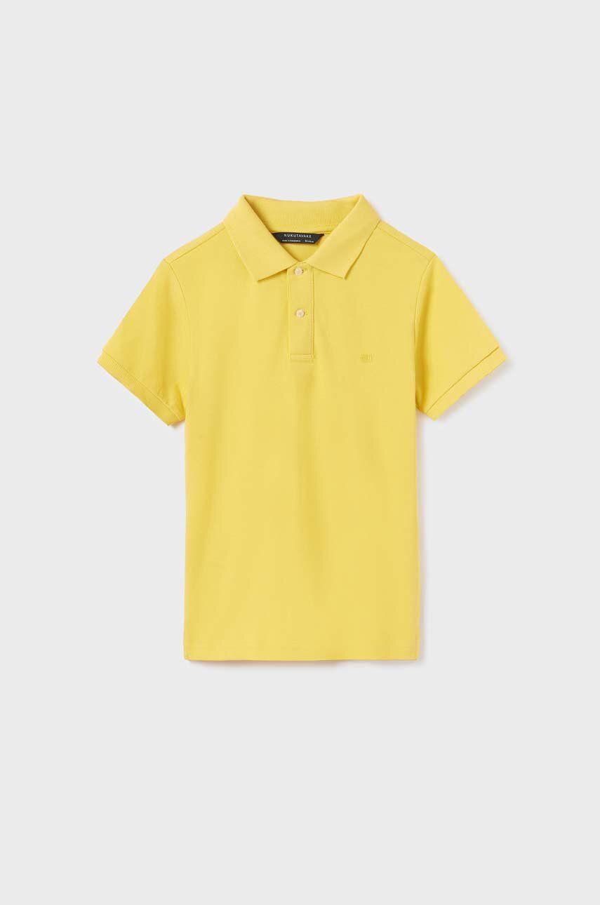 Mayoral tricouri polo din bumbac pentru copii culoarea galben, neted