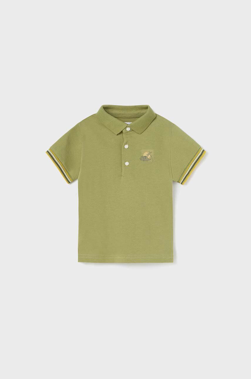 Mayoral tricouri polo din bumbac pentru bebeluși culoarea verde, cu imprimeu