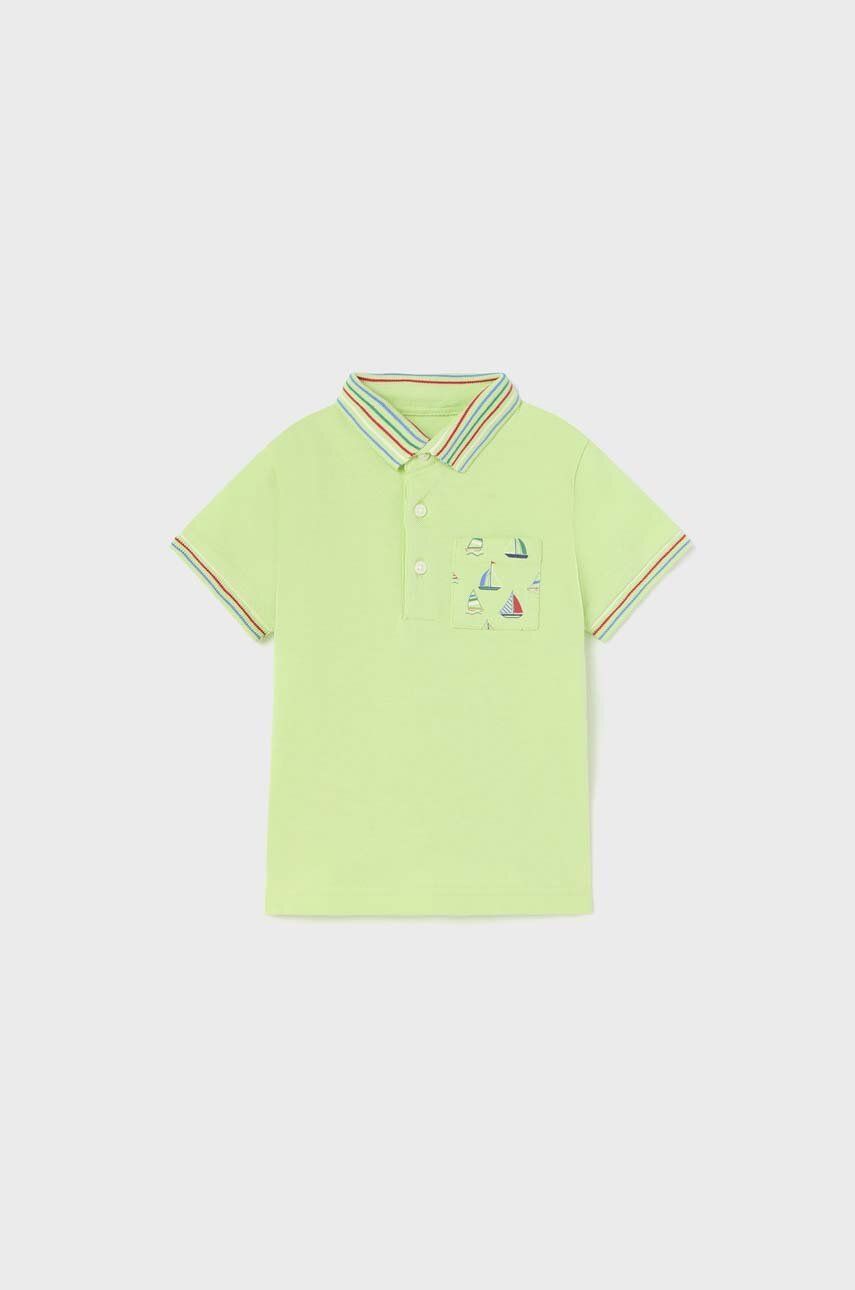 Levně Dětské polo tričko Mayoral zelená barva, s potiskem