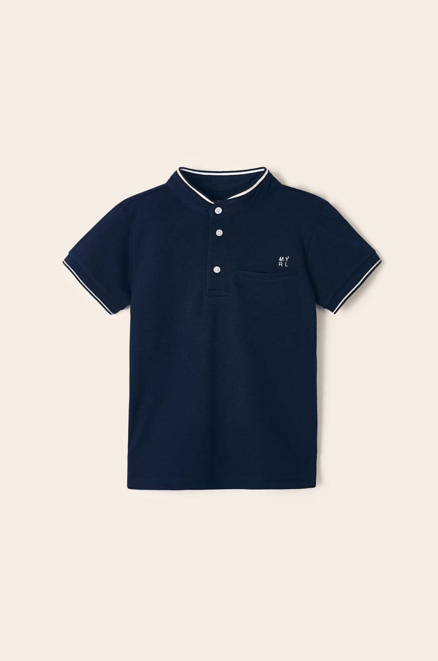 Mayoral tricou polo copii culoarea albastru marin, neted