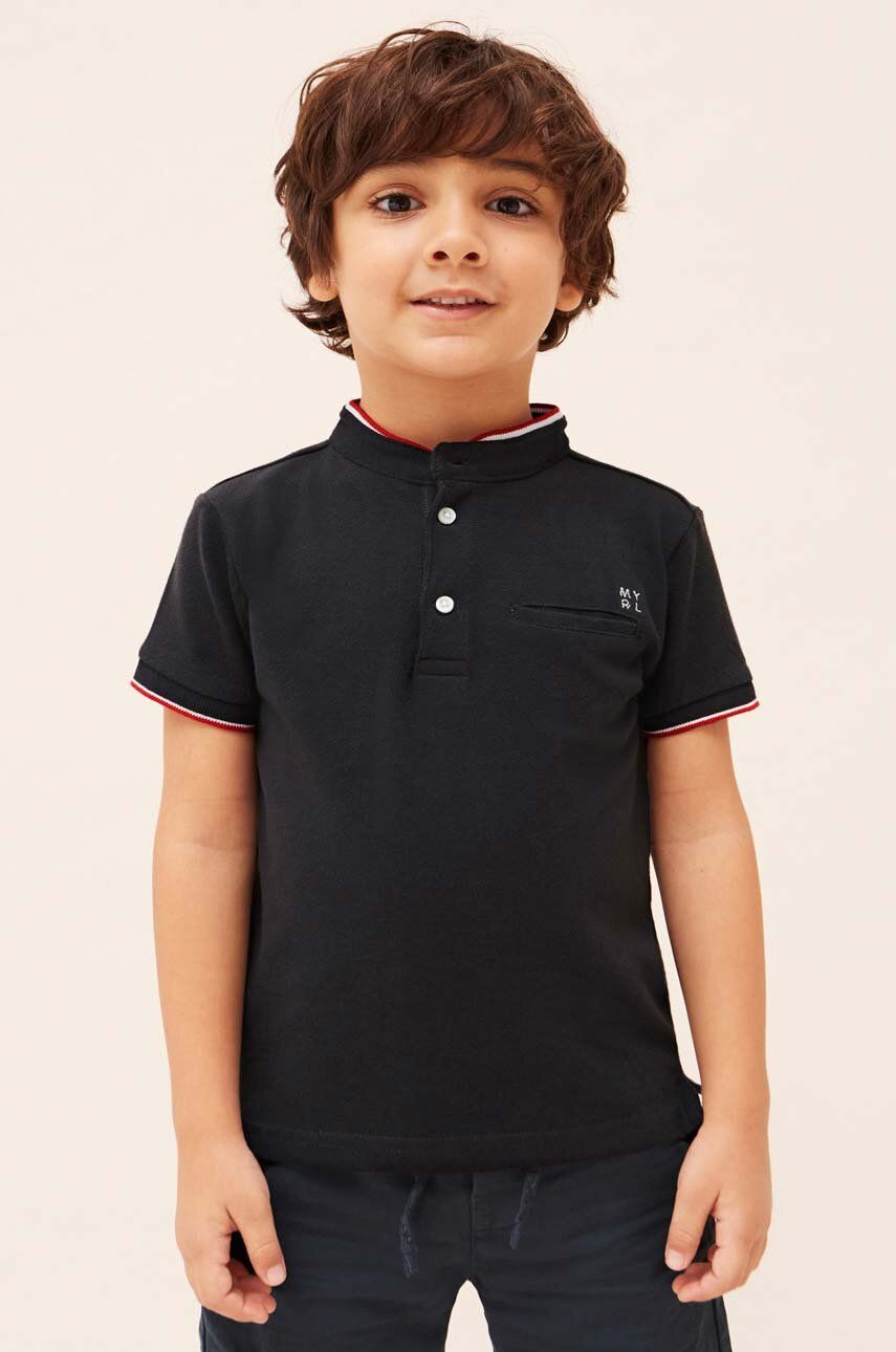 Mayoral tricou polo copii culoarea gri, neted