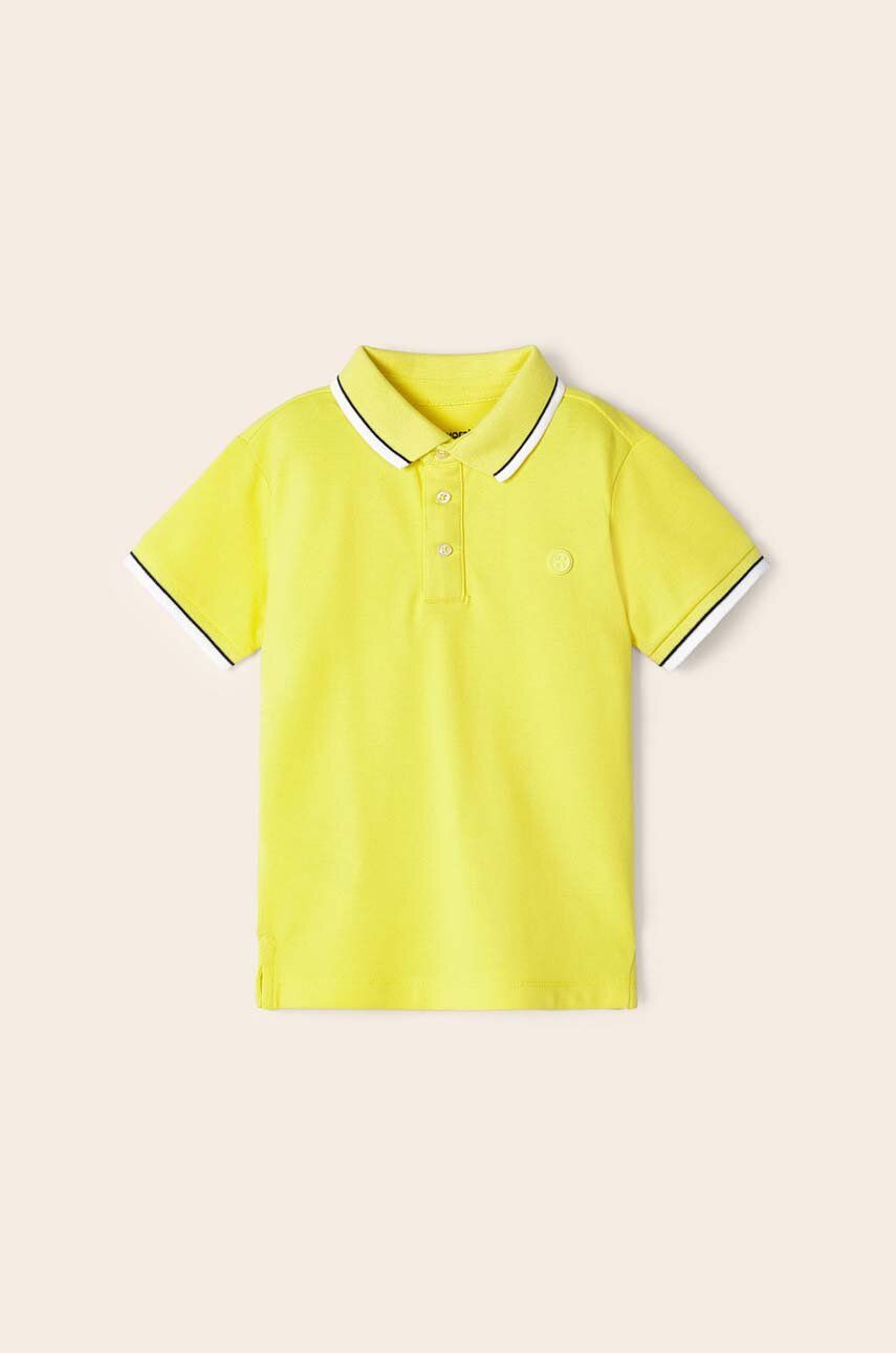 Mayoral tricou polo copii culoarea galben, neted