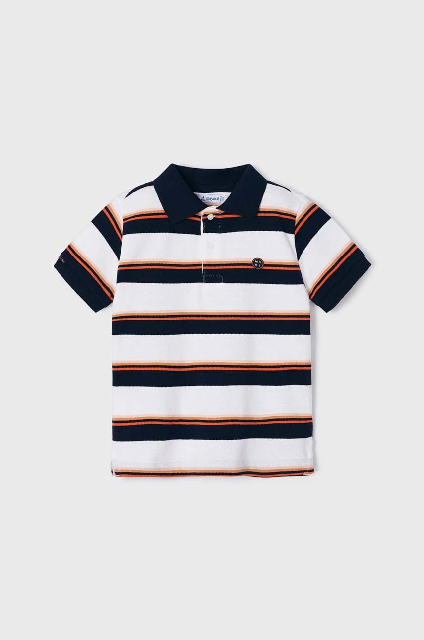 Детское хлопковое поло Mayoral цвет синий узорный Детское хлопковое поло Mayoral цвет синий узорный