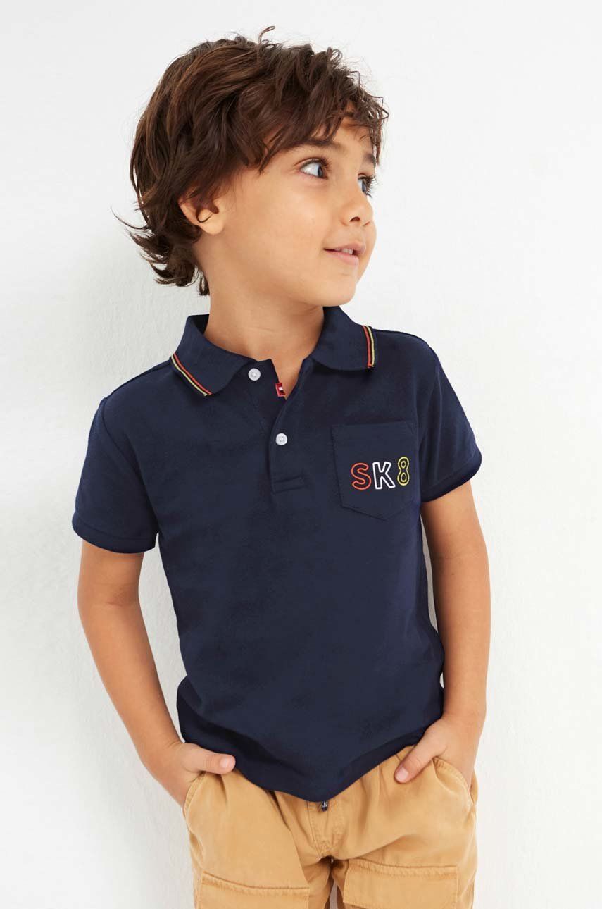 Mayoral tricouri polo din bumbac pentru copii culoarea albastru marin, cu imprimeu