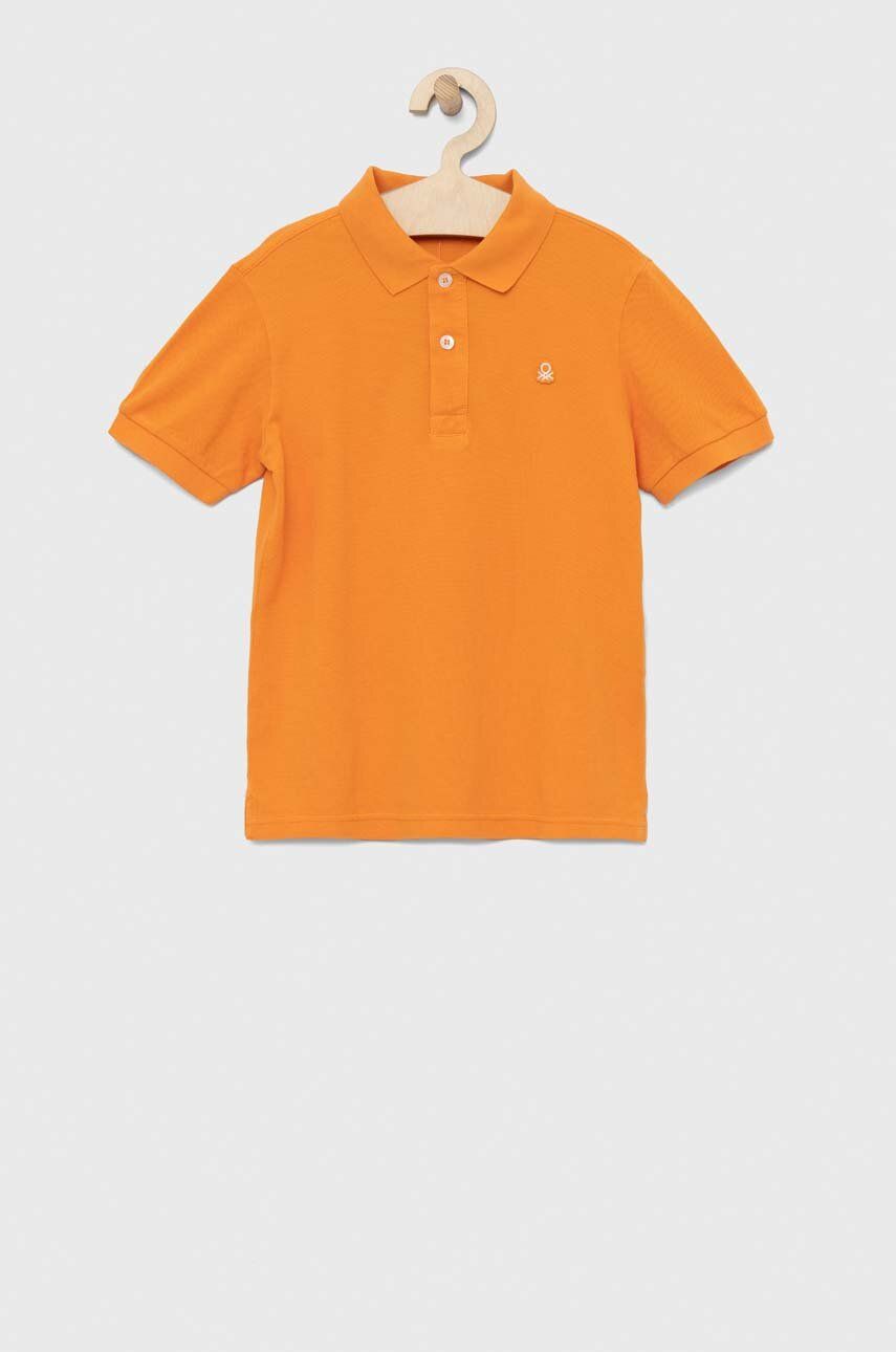 Dětská bavlněná polokošile United Colors of Benetton oranžová barva - oranžová -  100 % Bavlna