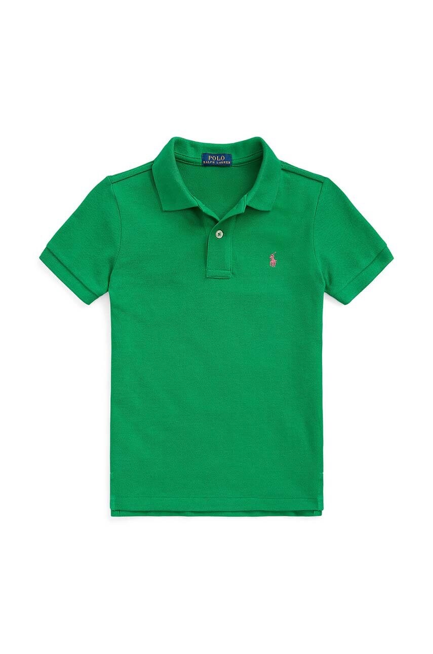 

Дитяче бавовняне поло Polo Ralph Lauren колір зелений однотонний