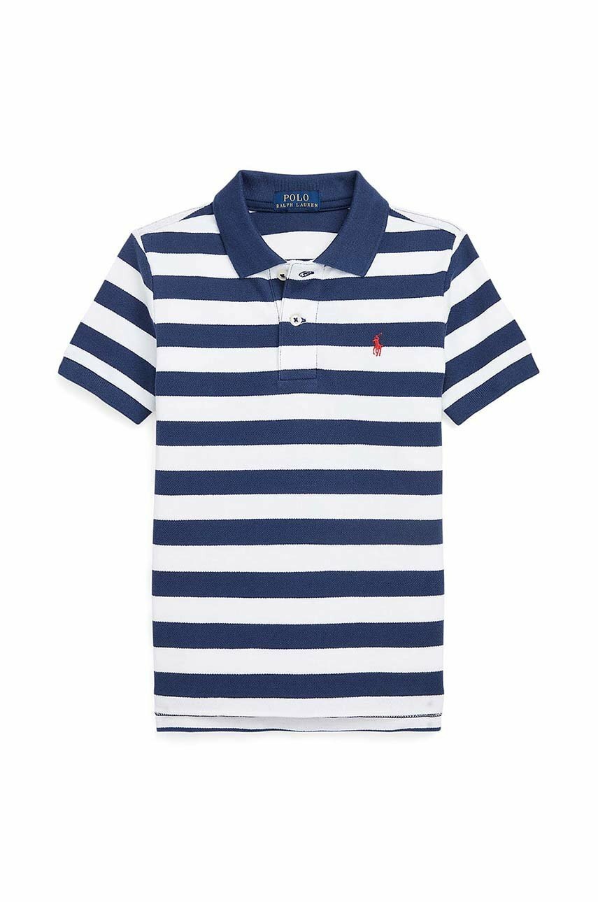 

Детское хлопковое поло Polo Ralph Lauren цвет синий узорный