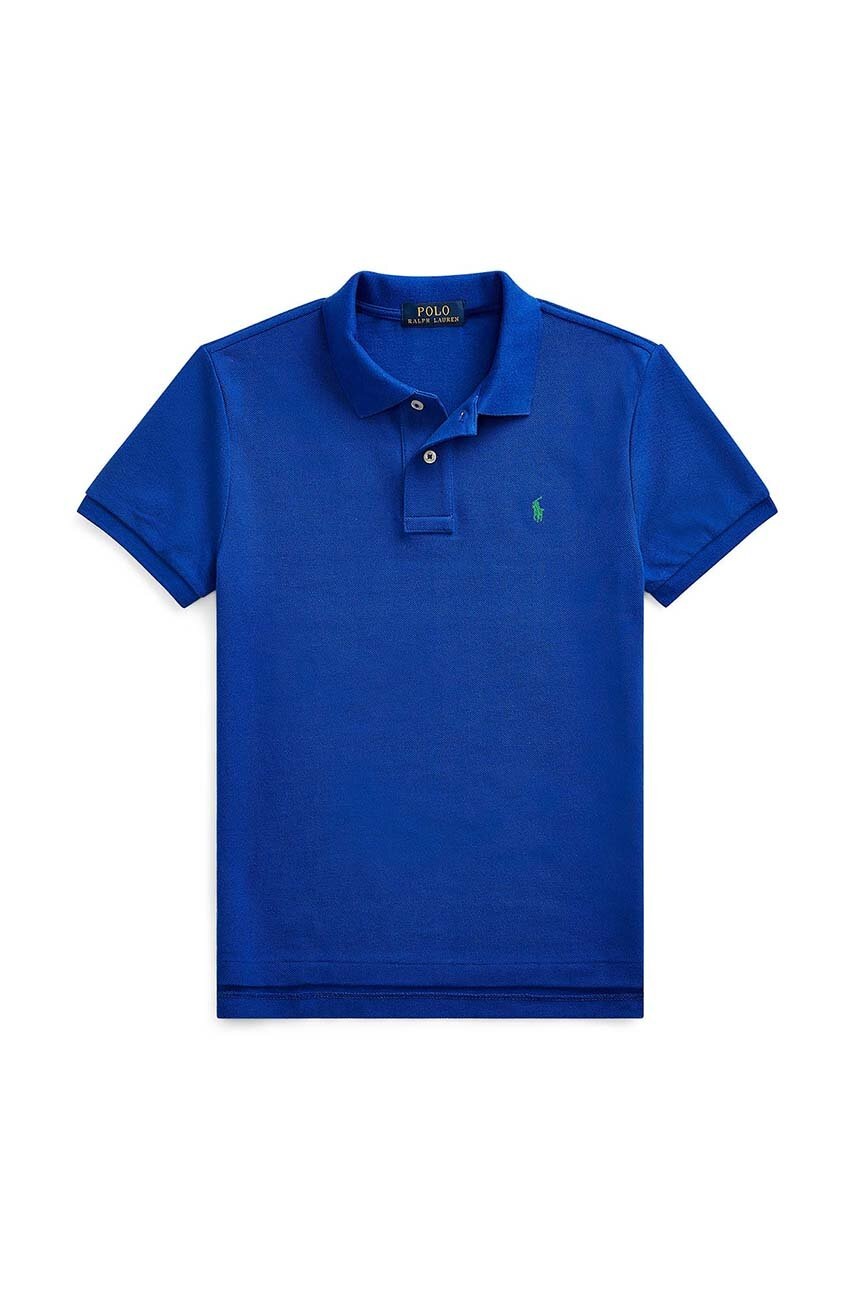 

Детское хлопковое поло Polo Ralph Lauren цвет синий однотонное