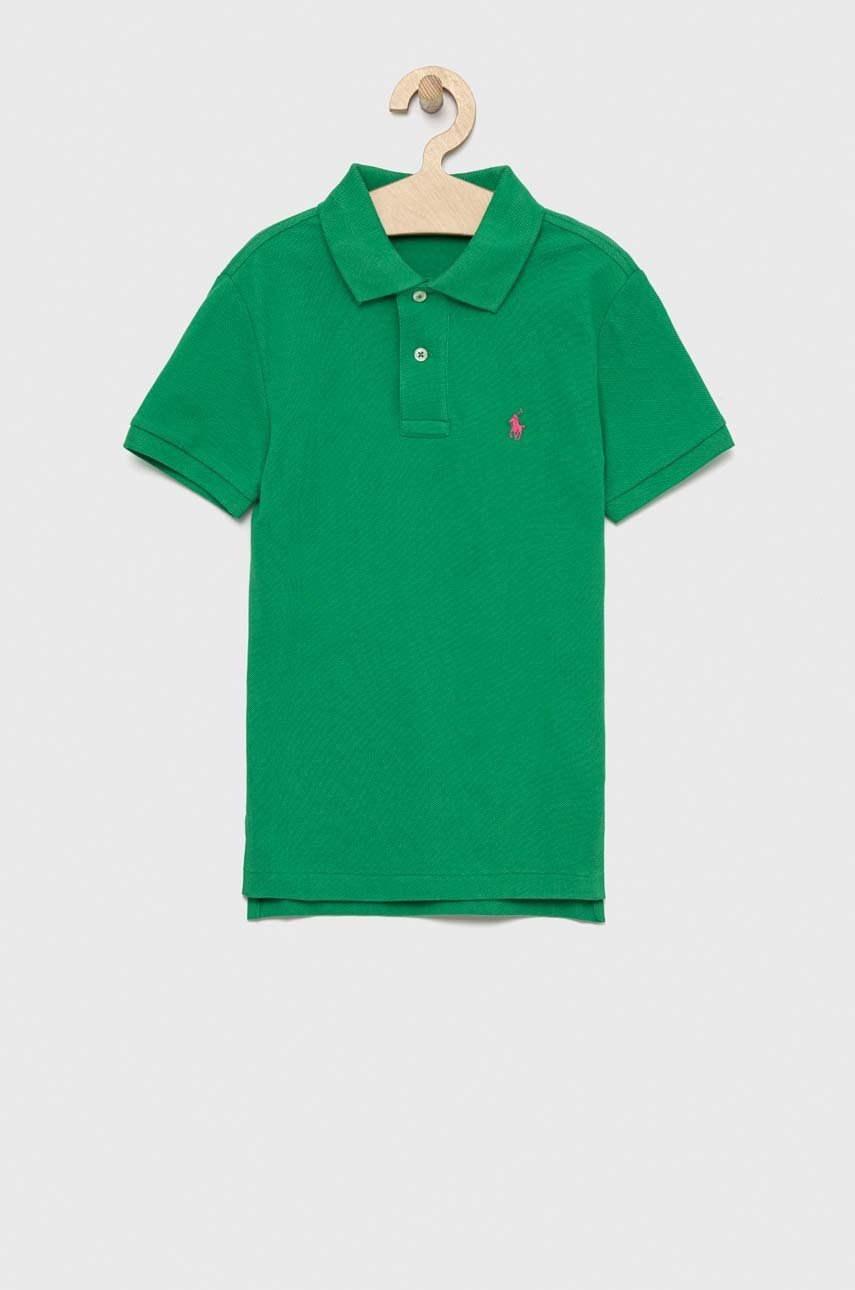 

Дитяче бавовняне поло Polo Ralph Lauren колір зелений однотонний