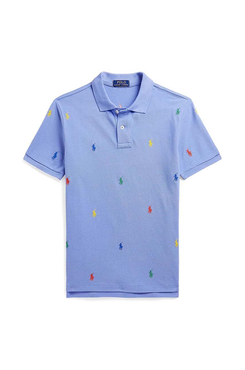 Dětská bavlněná polokošile Polo Ralph Lauren s aplikací - modrá -  100 % Bavlna