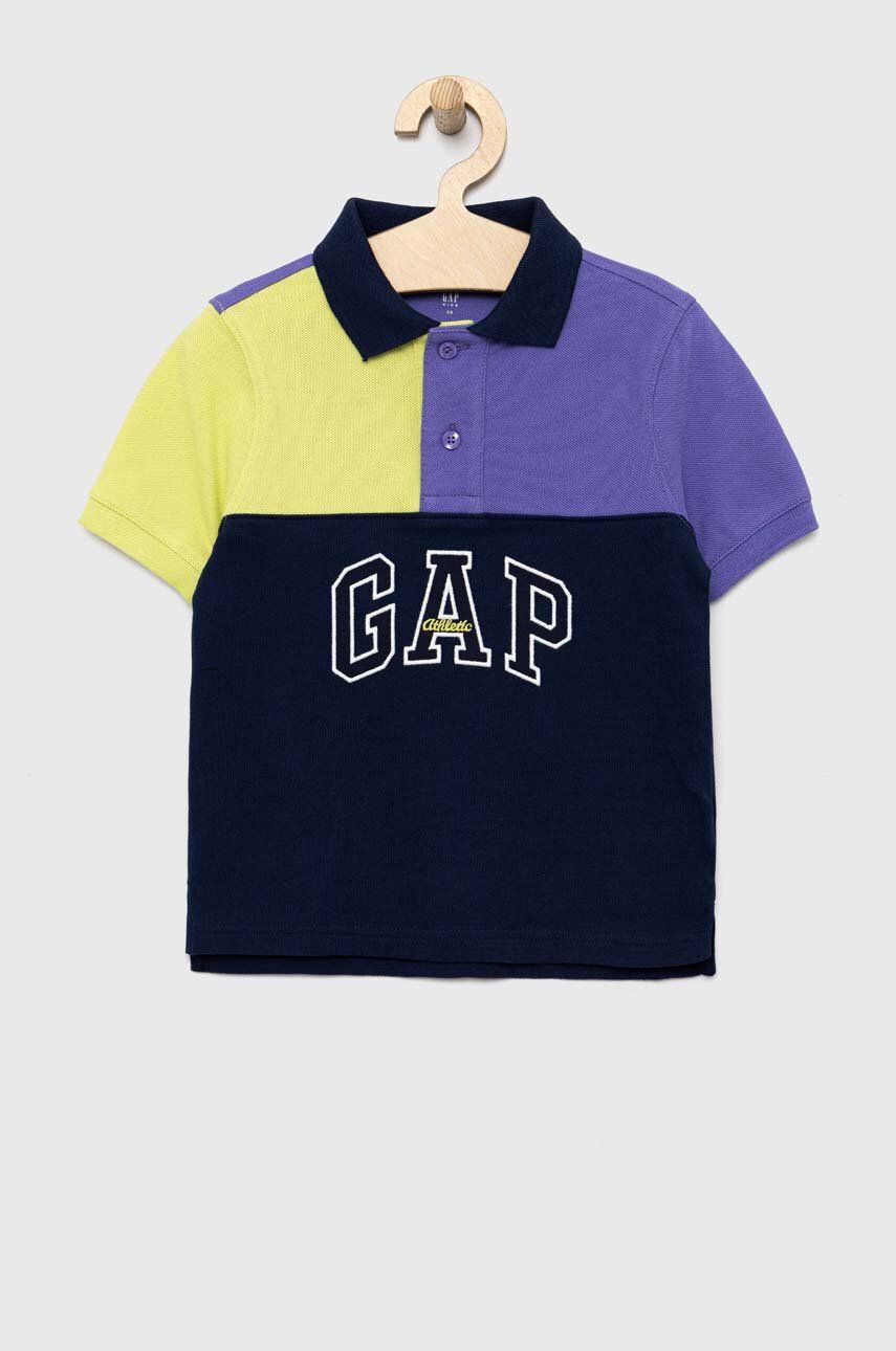 GAP tricouri polo din bumbac pentru copii culoarea albastru marin, cu imprimeu
