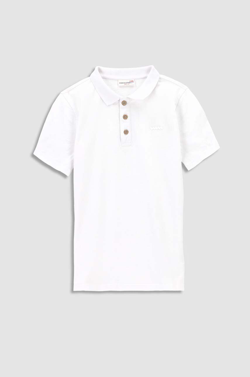 Coccodrillo tricouri polo din bumbac pentru copii culoarea alb, neted