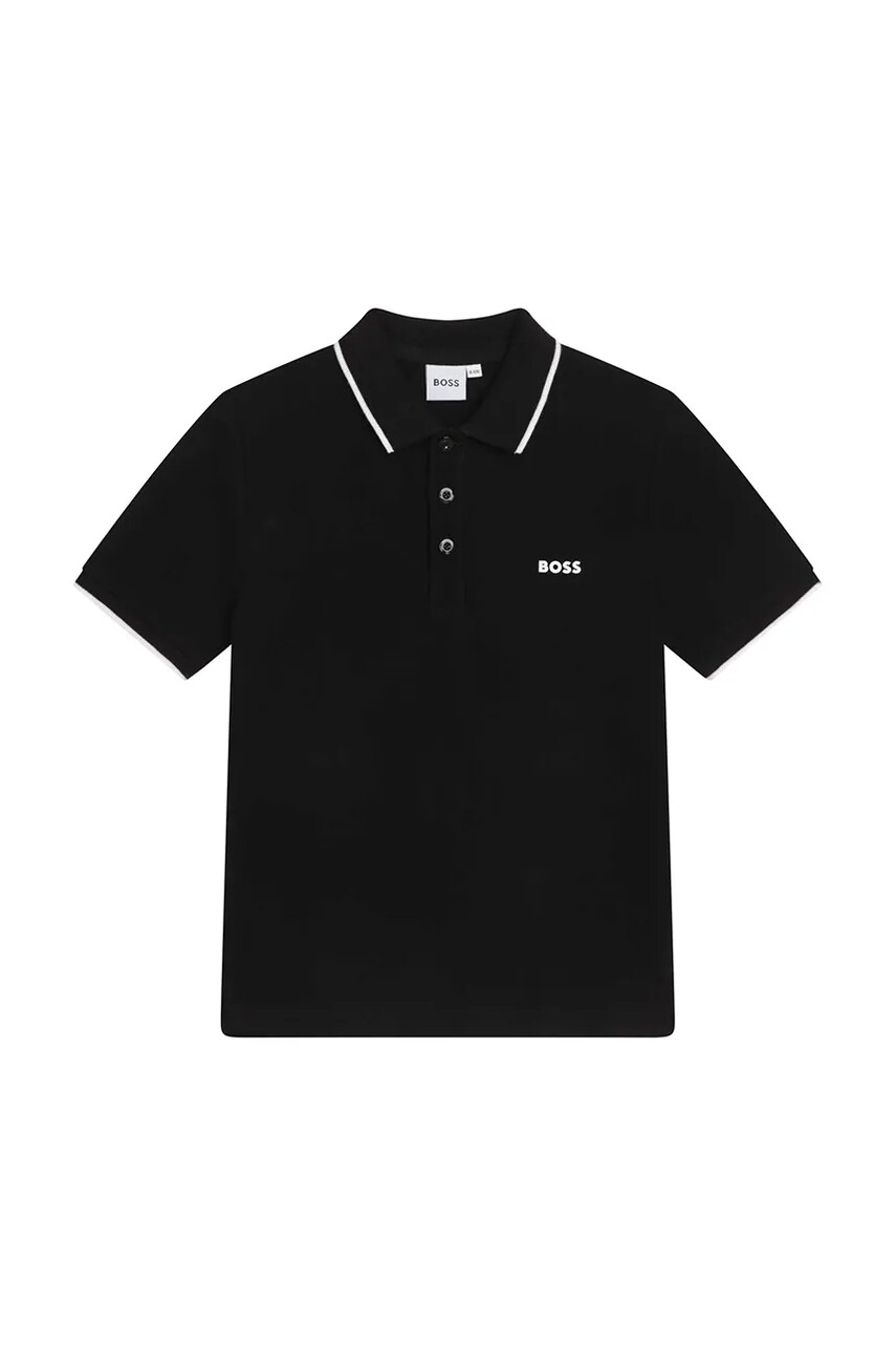 BOSS tricouri polo din bumbac pentru copii culoarea alb, cu imprimeu, J25P26