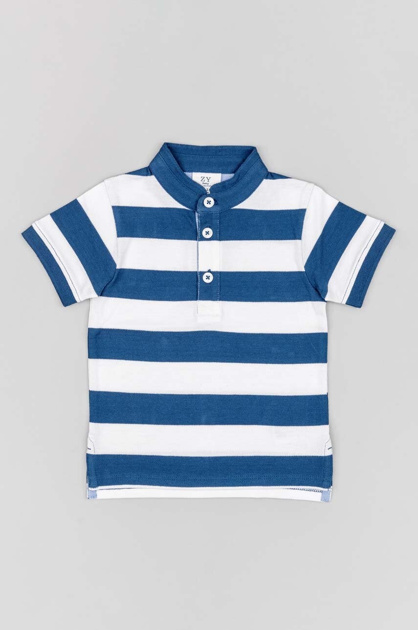 Хлопковое поло для младенцев zippy цвет синий узорный Хлопковое поло для младенцев zippy цвет синий узорный