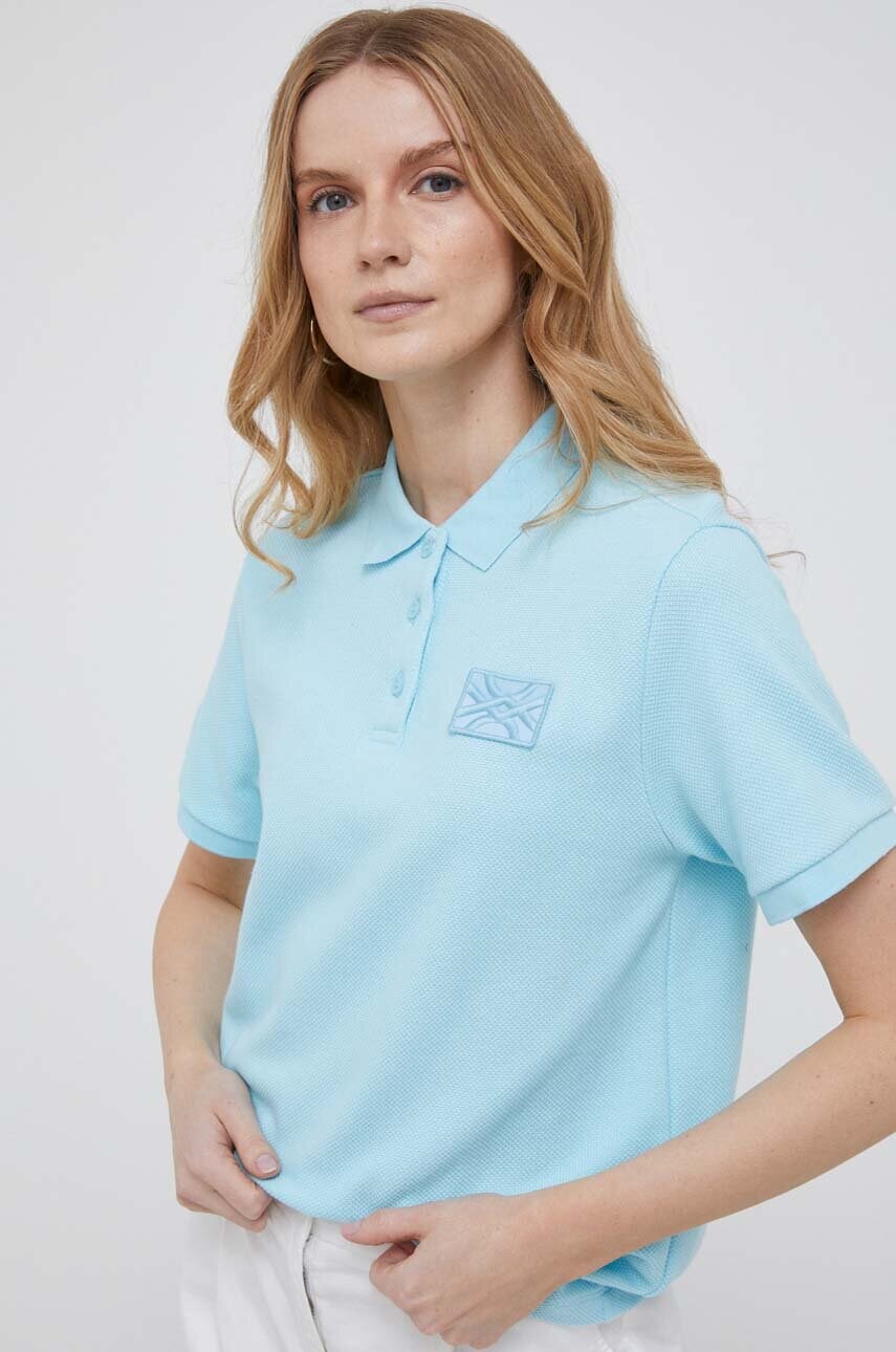 

Памучна тениска с яка United Colors of Benetton в синьо, Син