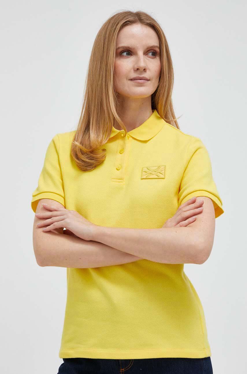 Levně Bavlněné polo tričko United Colors of Benetton žlutá barva