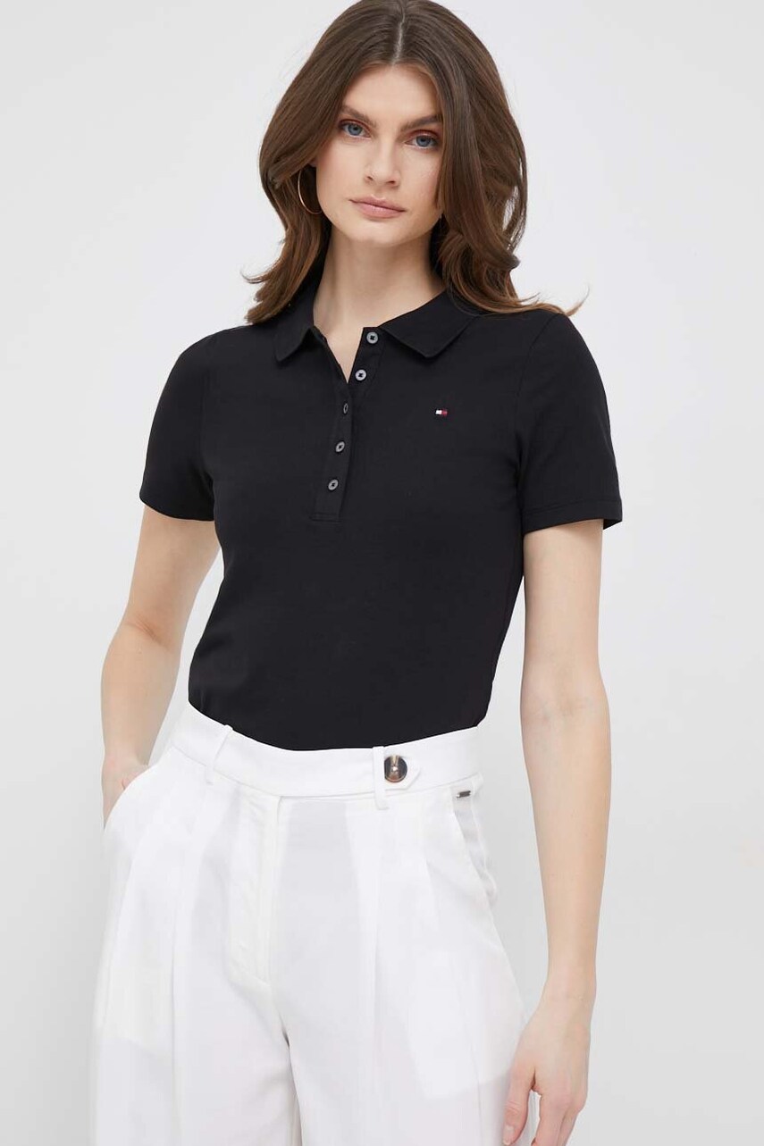 

Поло Tommy Hilfiger женский цвет чёрный