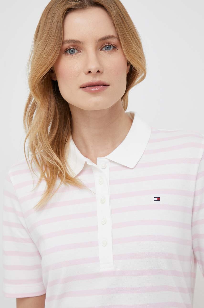 

Поло Tommy Hilfiger жіночий колір рожевий