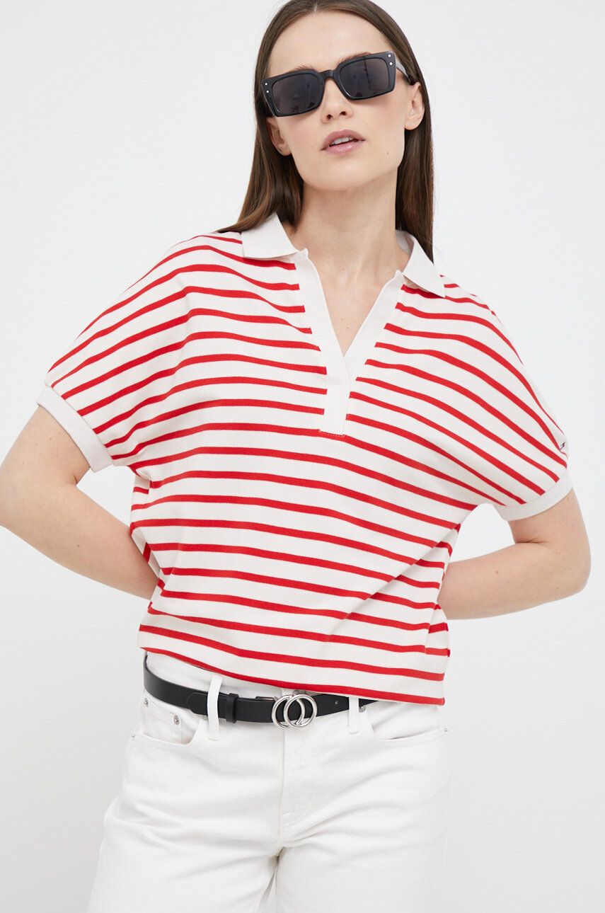 Tričko Tommy Hilfiger červená barva - červená -  65 % Lyocell