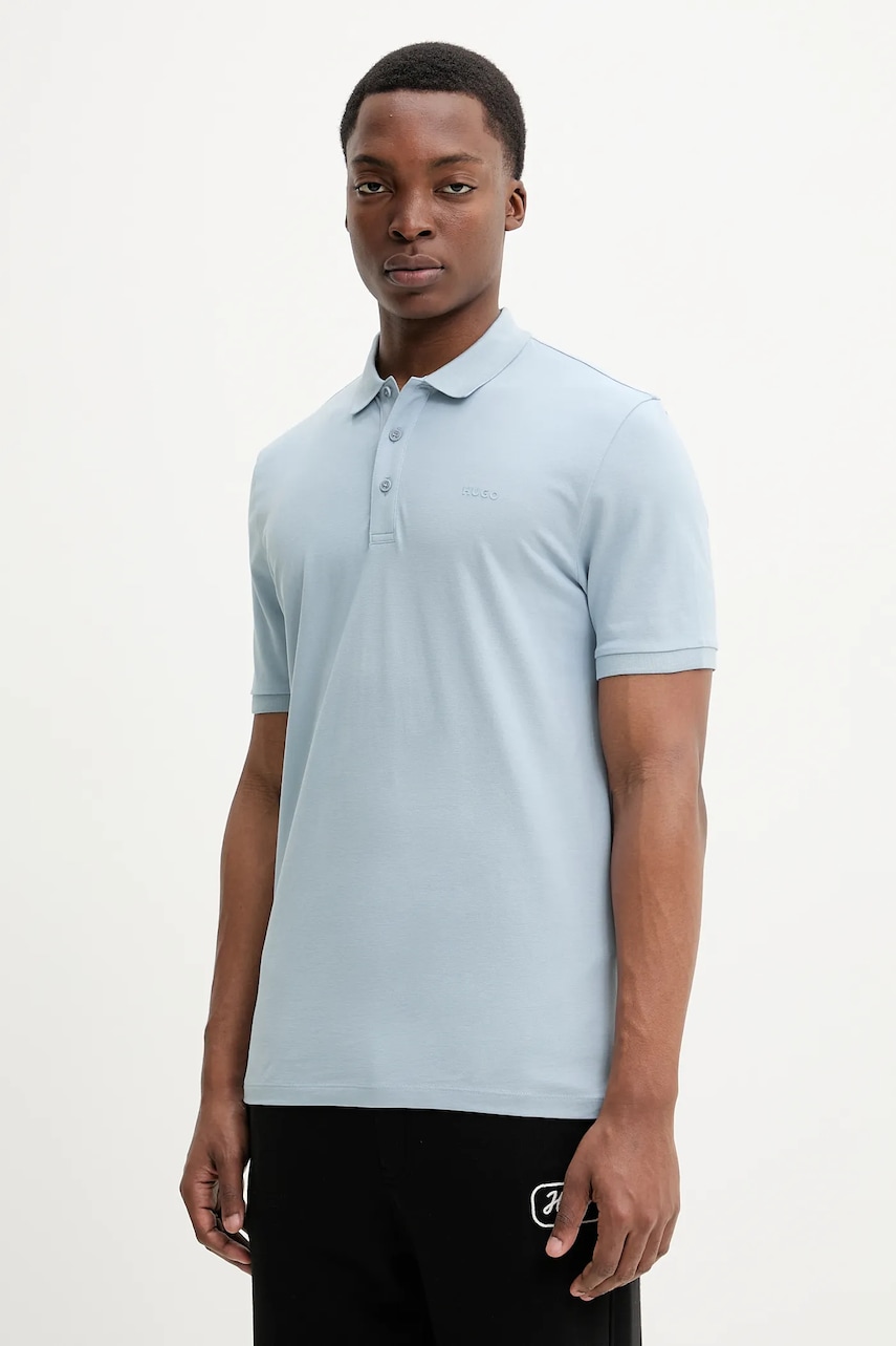 Bavlněné polo tričko HUGO Donos222 tmavomodrá barva, 50466182