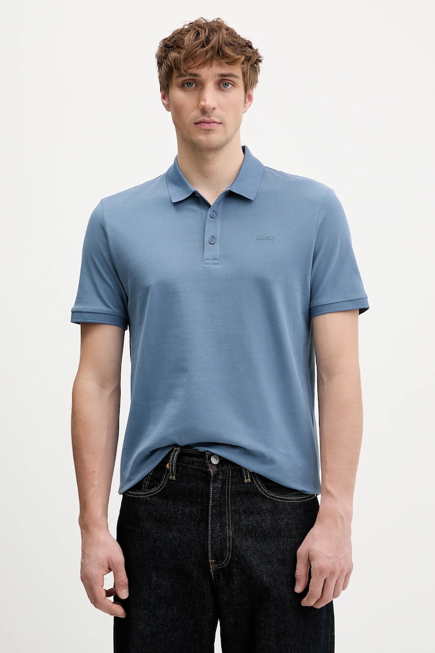 Βαμβακερό μπλουζάκι πόλο HUGO Donos222