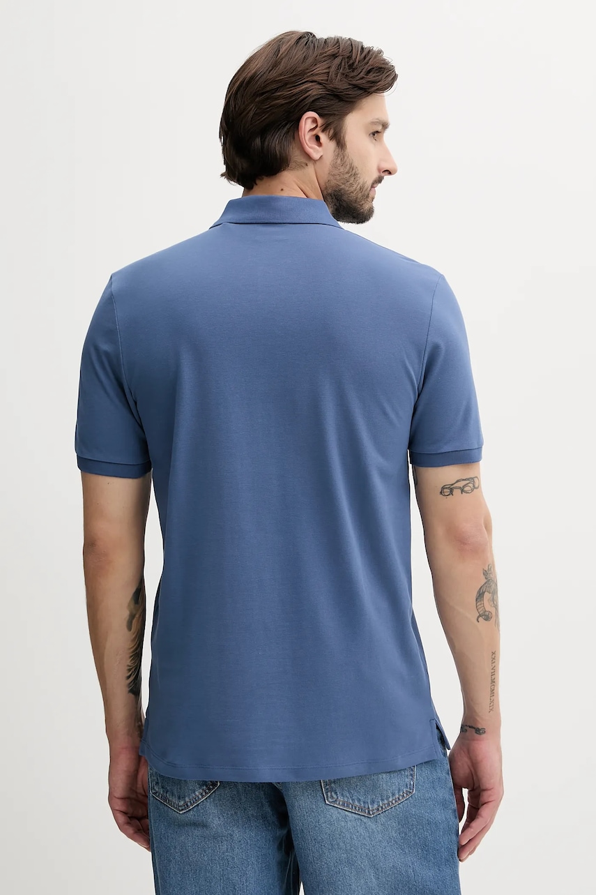 Хлопковое поло HUGO цвет синий однотонное 50466182