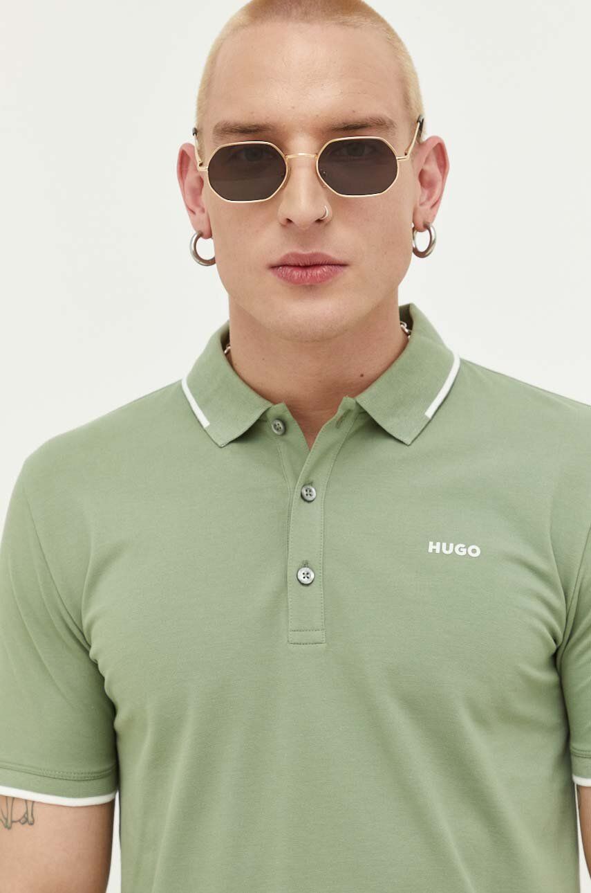 Levně Polo tričko HUGO zelená barva