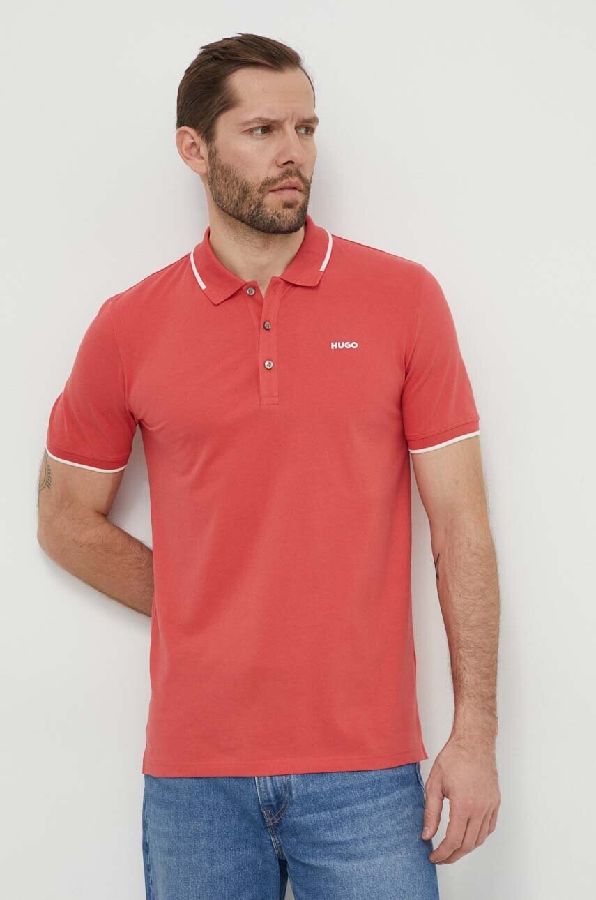 HUGO tricou polo barbati, culoarea rosu, uni 50467344