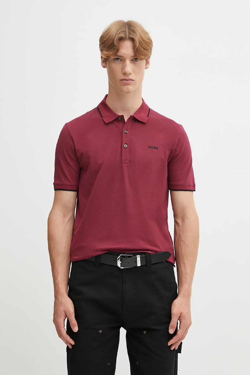 Levně Polo tričko HUGO pánské, černá barva, 50467344