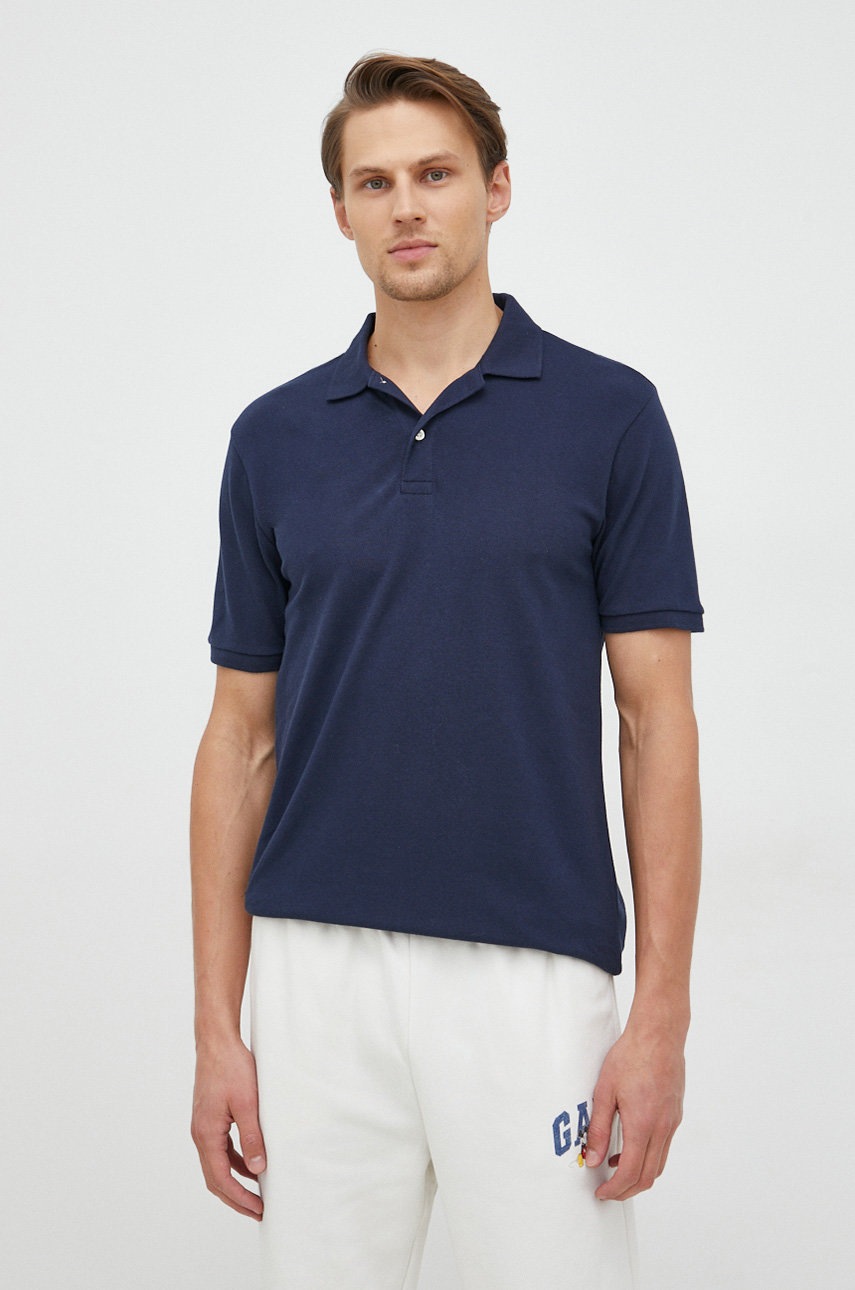 GAP tricou polo barbati, culoarea albastru marin, neted