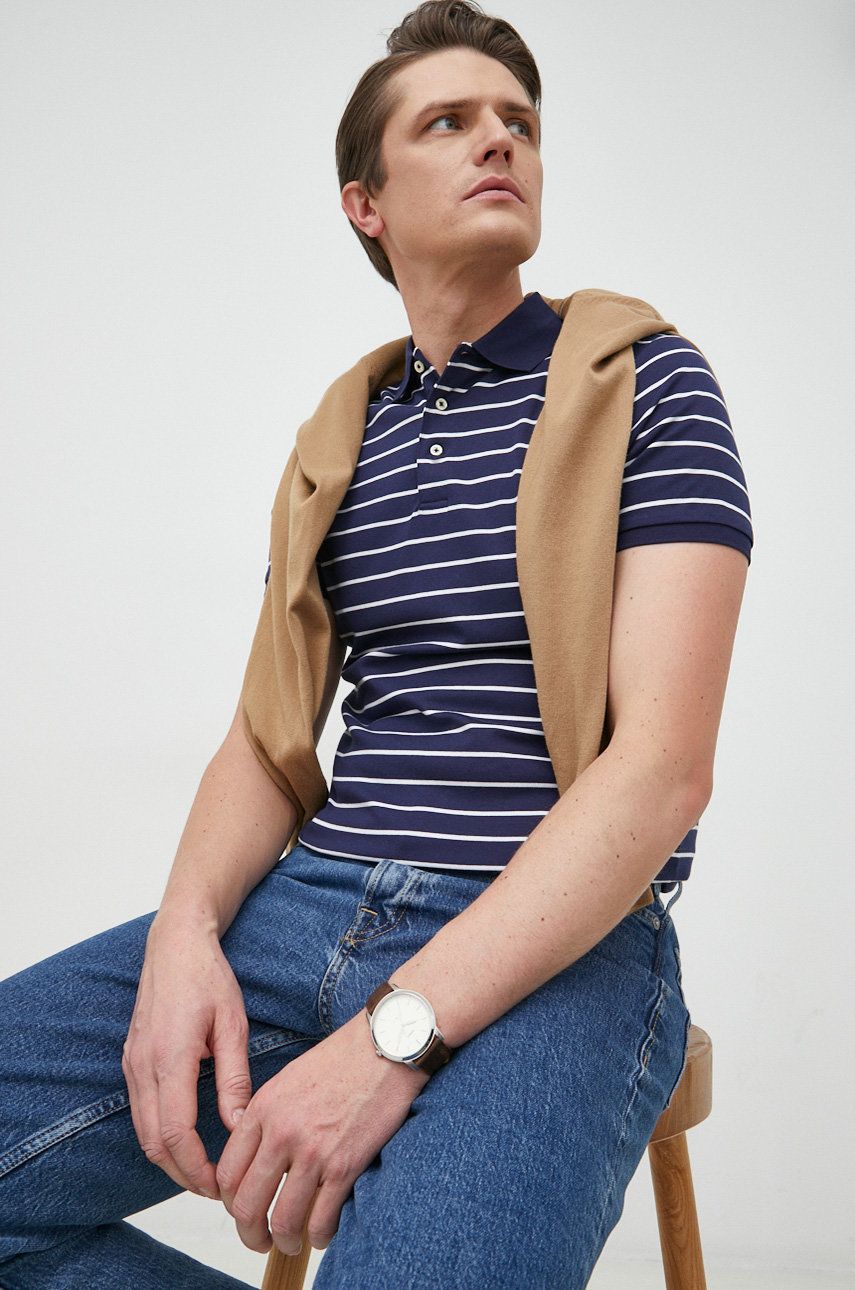Levně Bavlněné polo tričko Ralph Lauren tmavomodrá barva, 710870545