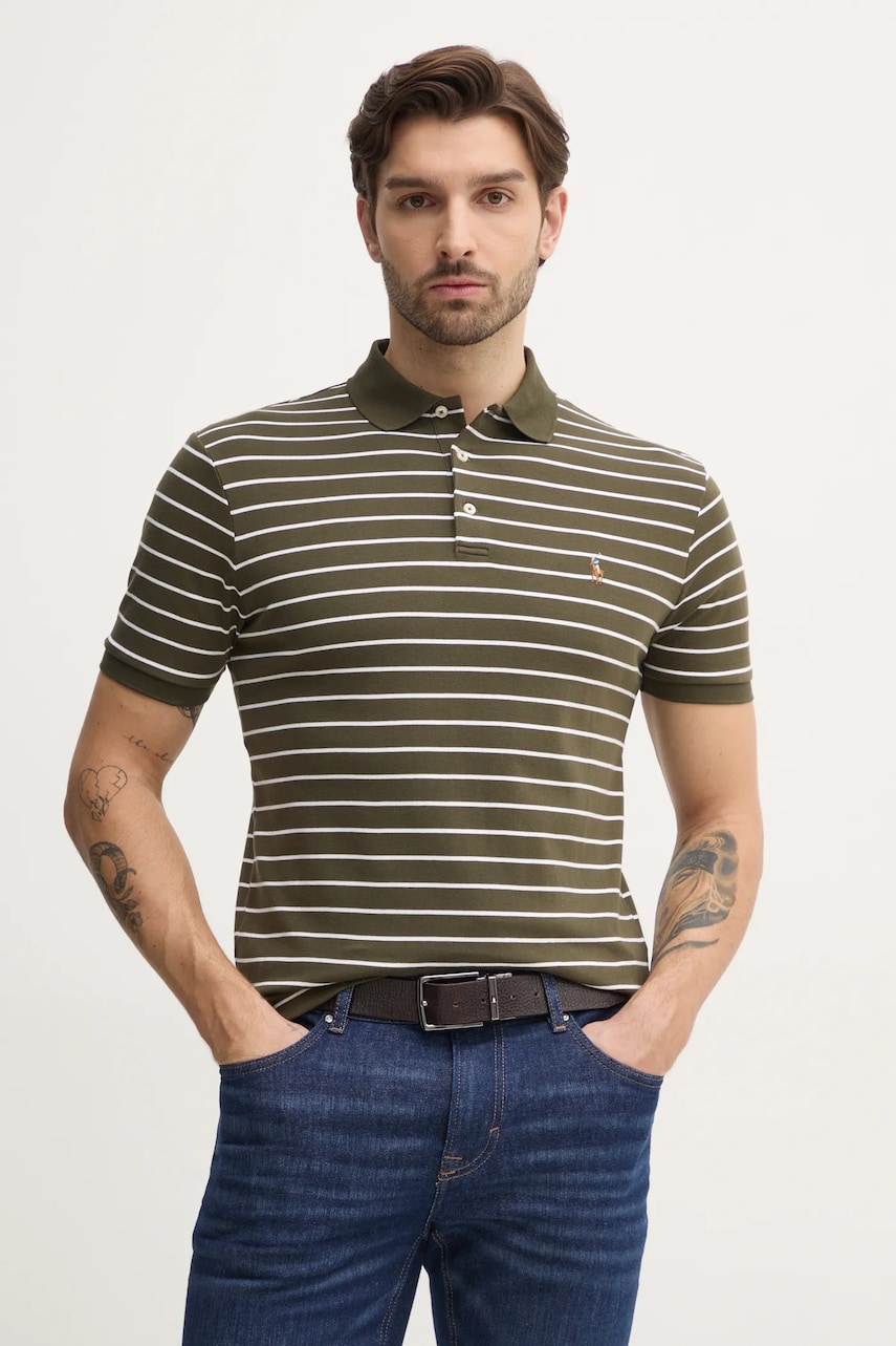 Levně Bavlněné polo tričko Polo Ralph Lauren hnědá barva