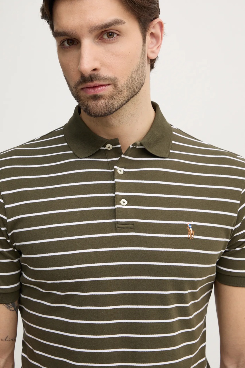 Бавовняне поло Polo Ralph Lauren колір коричневий візерунок 