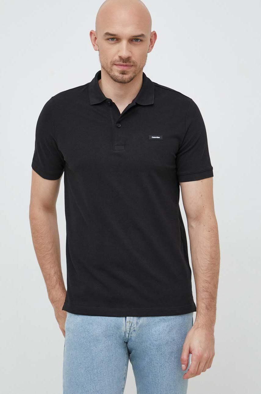 Levně Polo tričko Calvin Klein černá barva, K10K111196