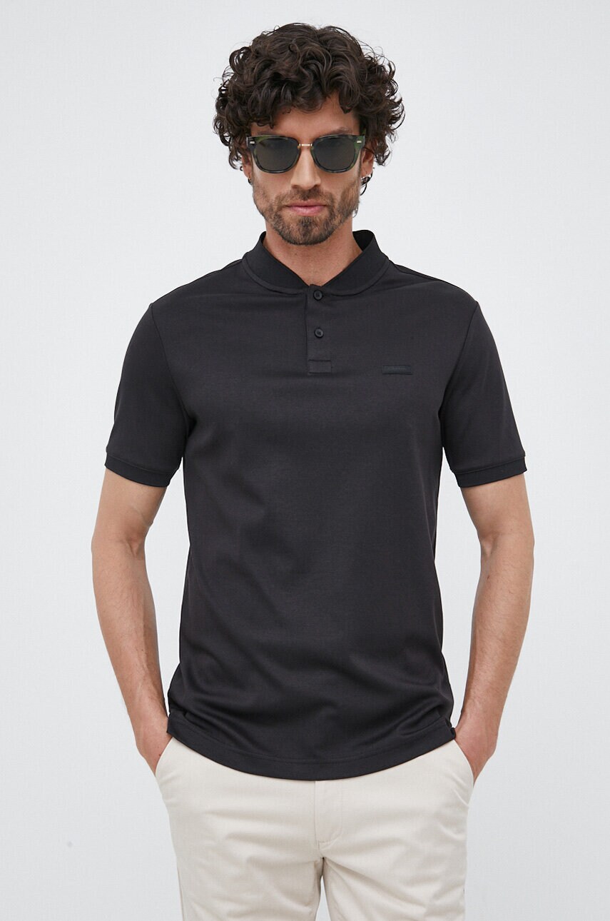 Bavlněné polo tričko Calvin Klein černá barva, K10K111201